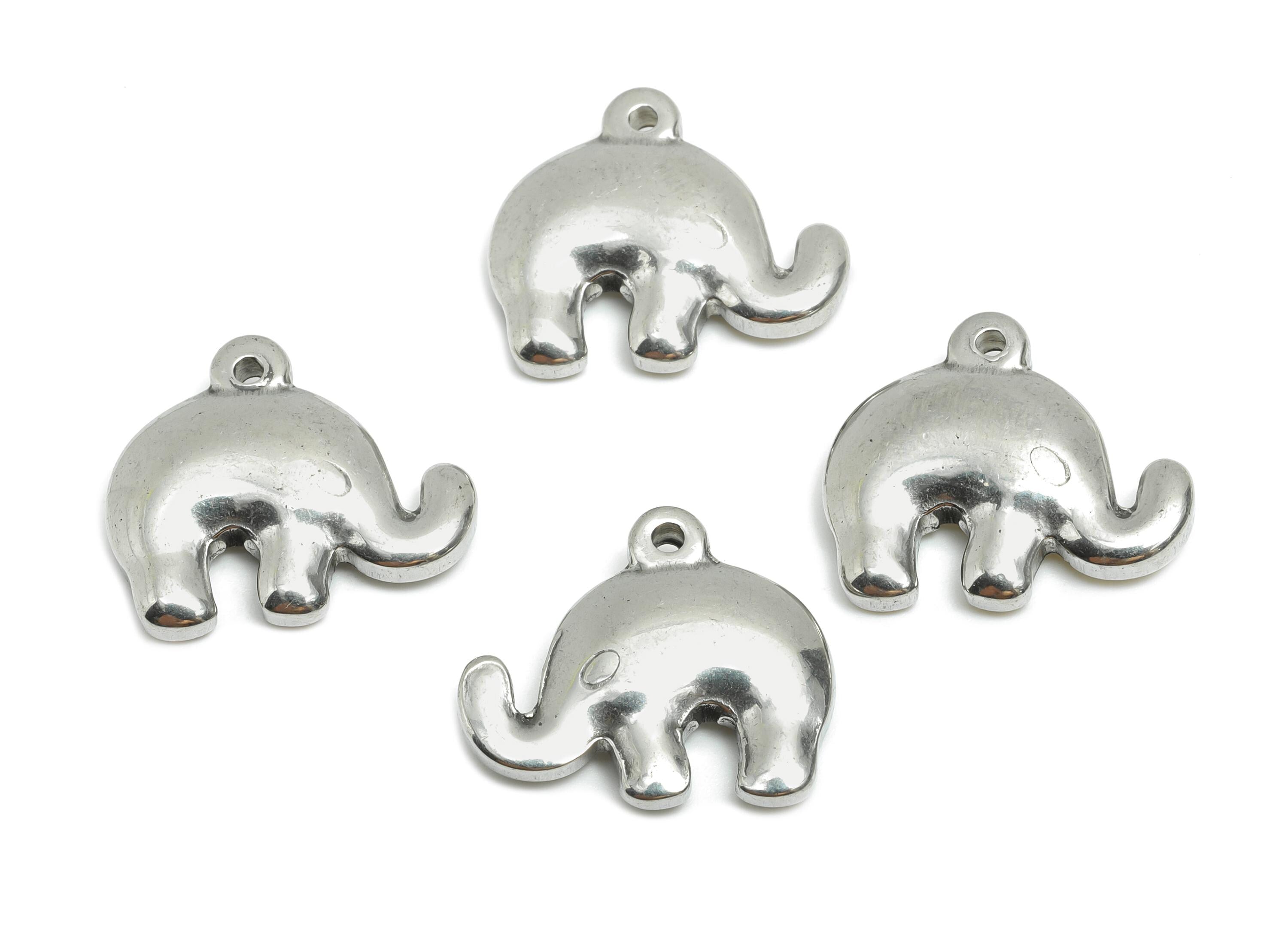 Stainless Steel Elephant Pendant - Cute Elephant Jewelry Charm - Elephant Pendant for Necklace - Animal  Jewelry - 17x20x4.64mm - SS1847 - DOMEDBAZAAR