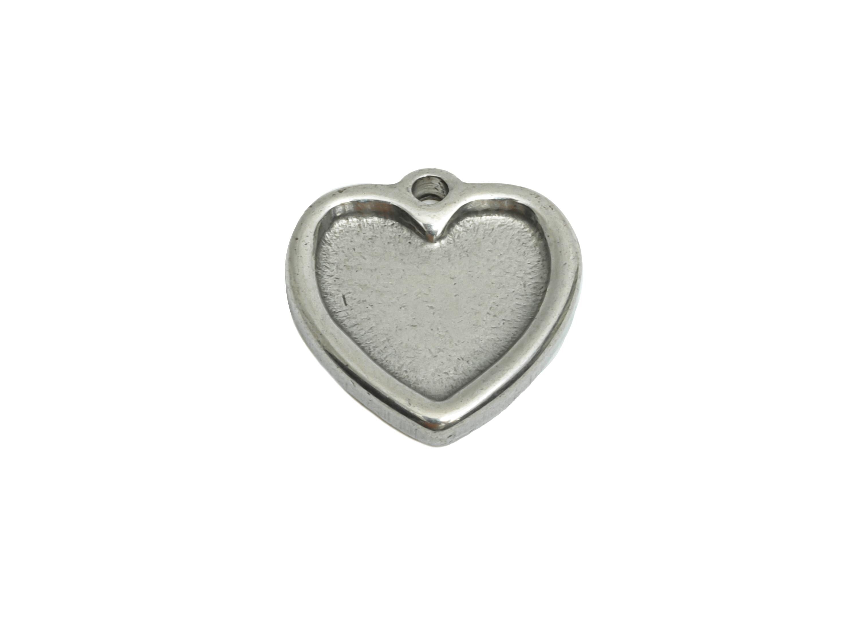 Stainless Steel Heart Charms - Elegant Silver Heart Bracelet Charm - Romantic Love Charms - Minimalist Jewelry - 10.64x10.34x1.82mm - SS1889 - DOMEDBAZAAR