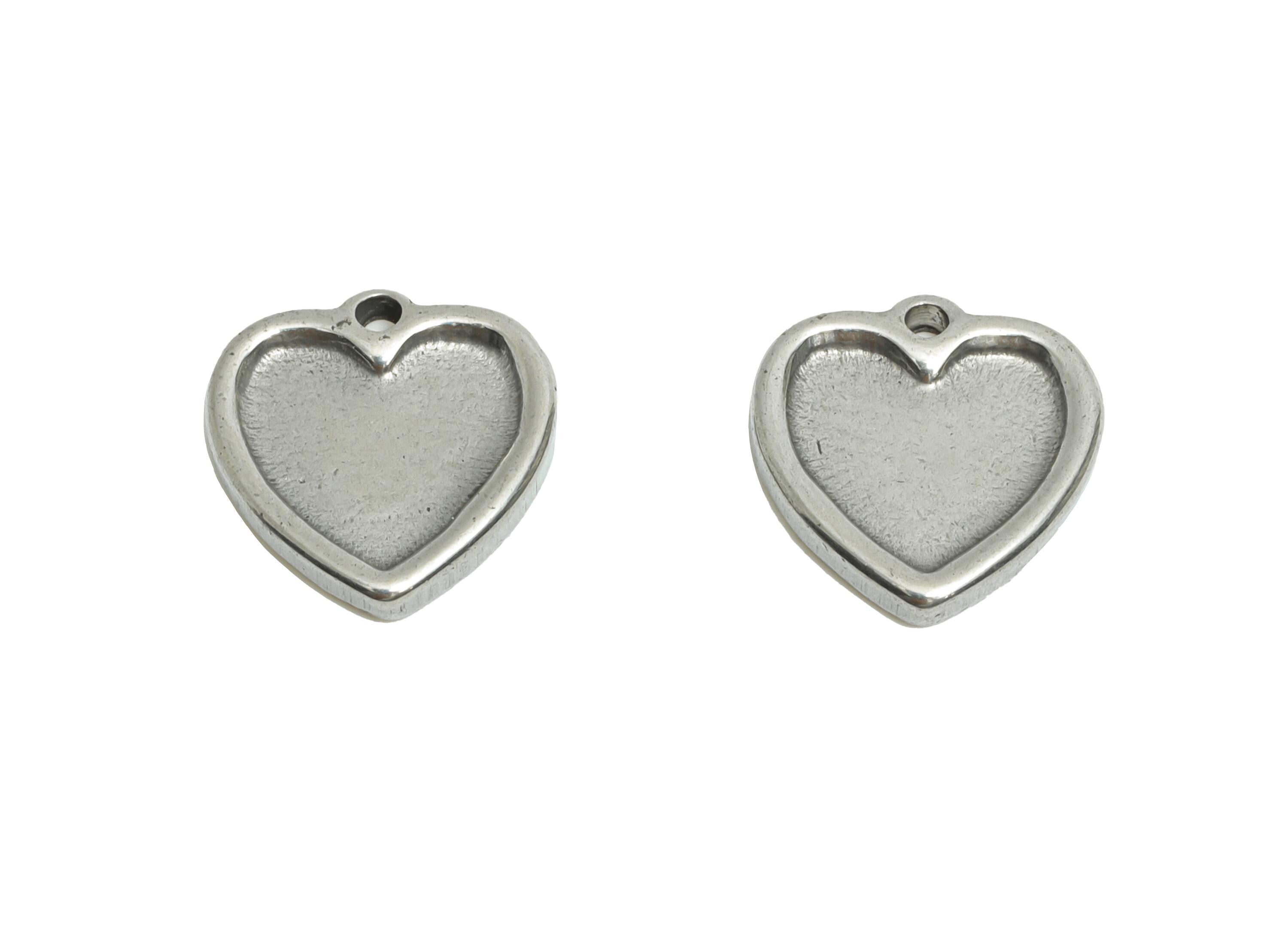 Stainless Steel Heart Charms - Elegant Silver Heart Bracelet Charm - Romantic Love Charms - Minimalist Jewelry - 10.64x10.34x1.82mm - SS1889 - DOMEDBAZAAR