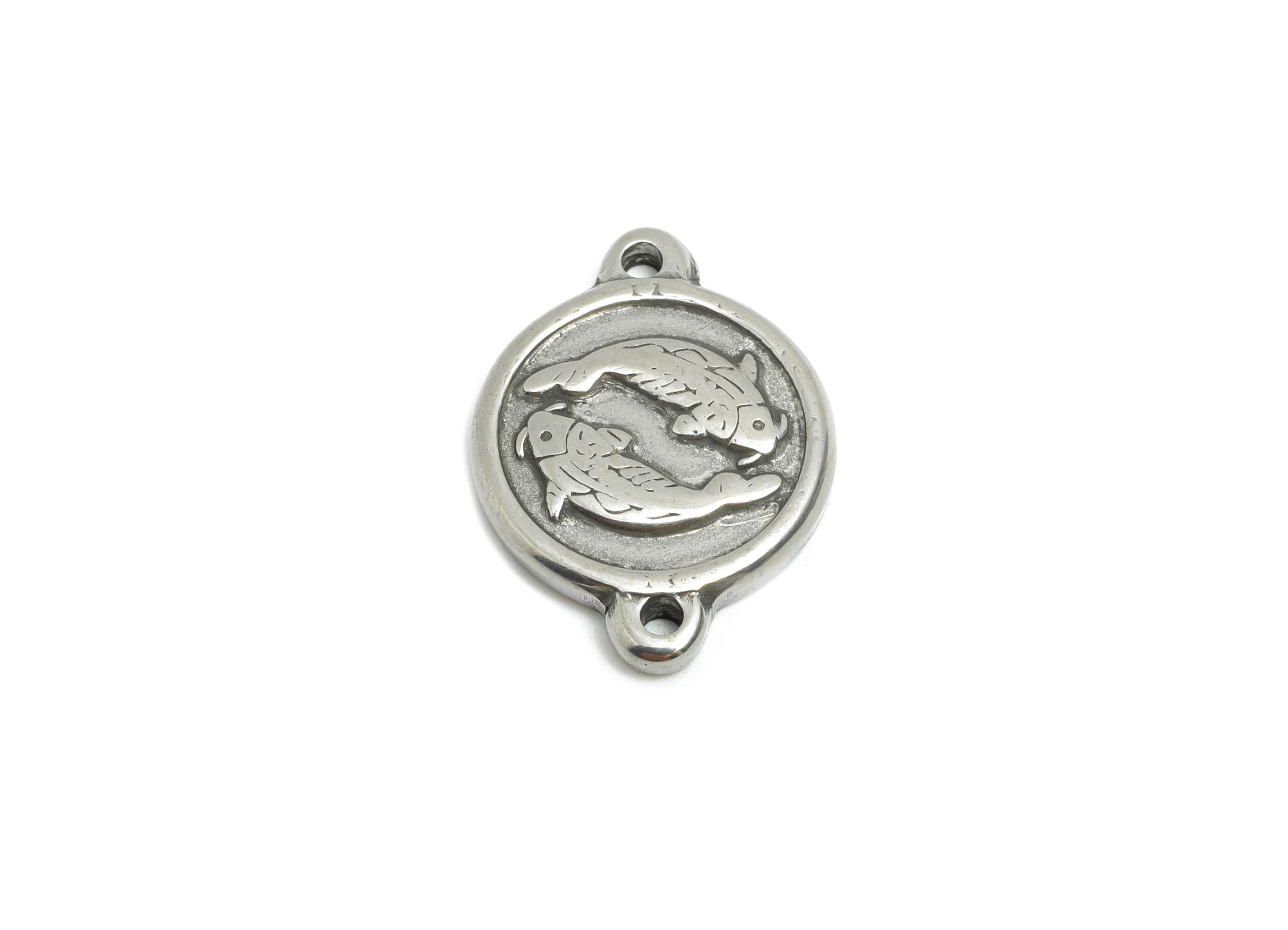 Steel Pisces Zodiac Connector - Marine Fish Jewelry For Bracelet - Pisces Astrology Charm for Necklace - Steel Jewelry - 20x15x2mm -SS1806 - DOMEDBAZAAR