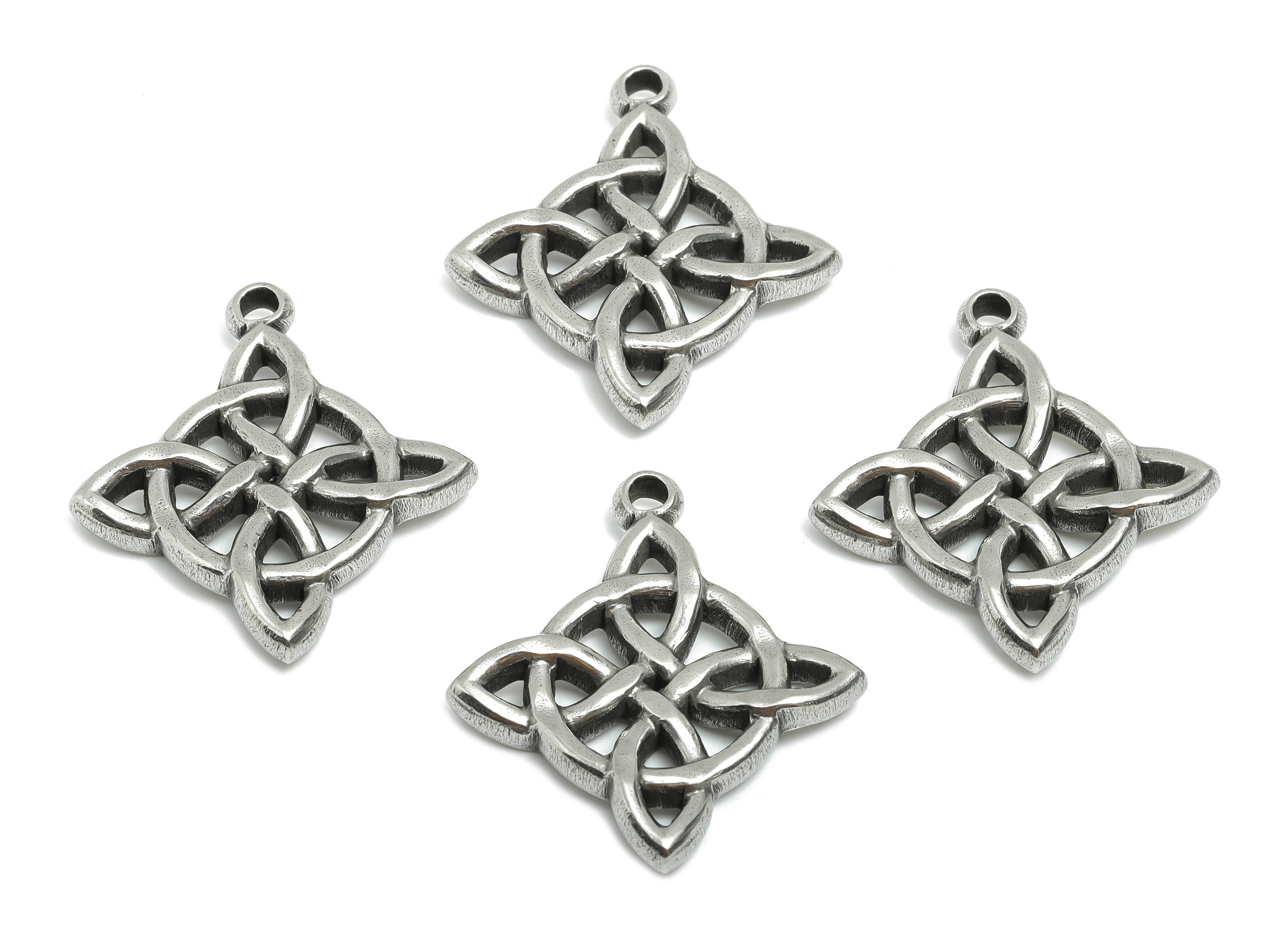Steel Celtic Knot Pendant - Intricate Knotwork Charm - Vintage Knot Steel Jewelry - Geometry Knot Steel Jewelry - 34x30x4.28mm - SS1978 - DOMEDBAZAAR