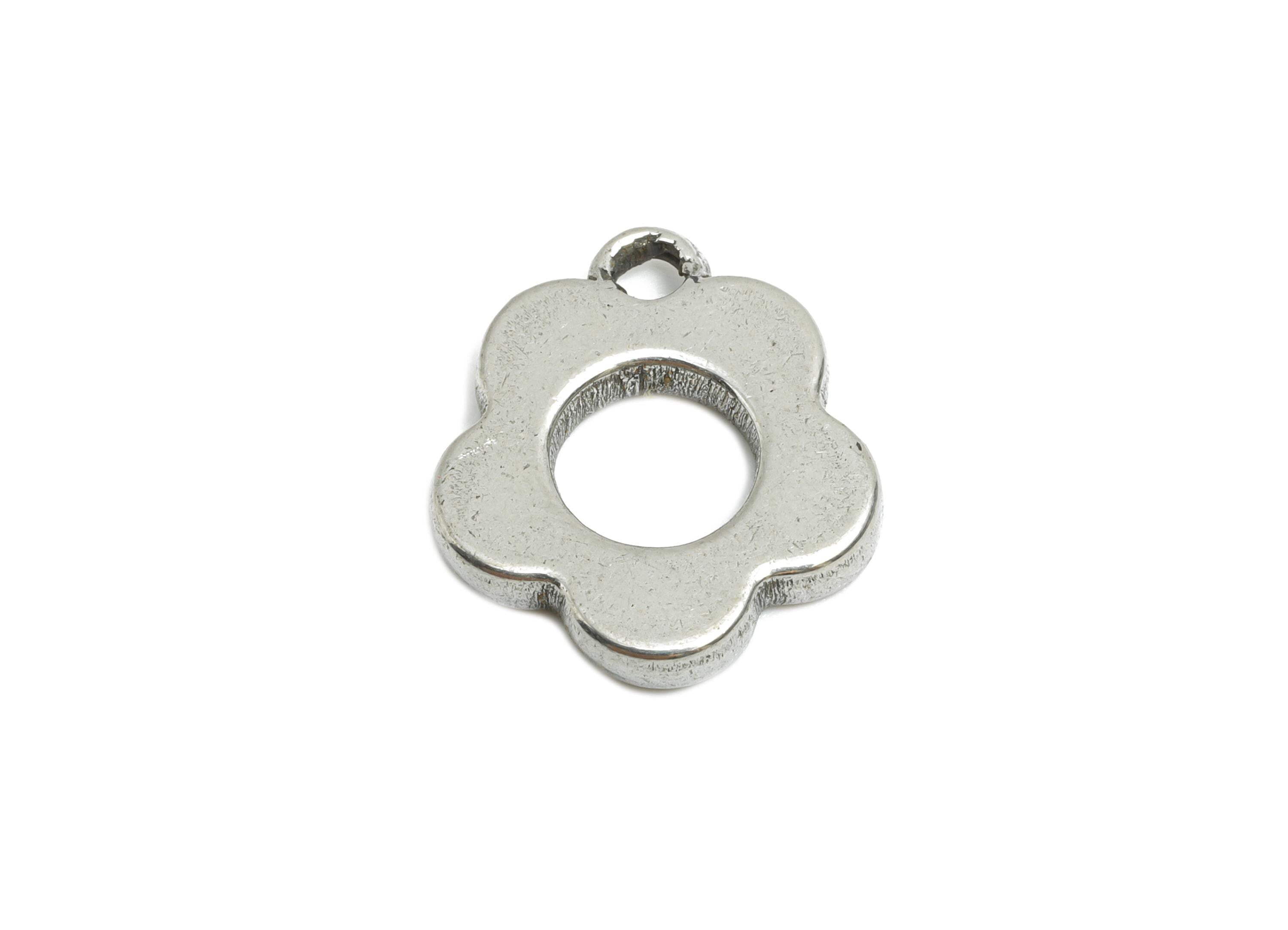 Steel Daisy Charm - Flower Cutout Charm For Necklace - Steel Hollow Floral  Bloom Pendant - Stainless Steel Jewelry - 17x15x2.54mm - SS1850 - DOMEDBAZAAR