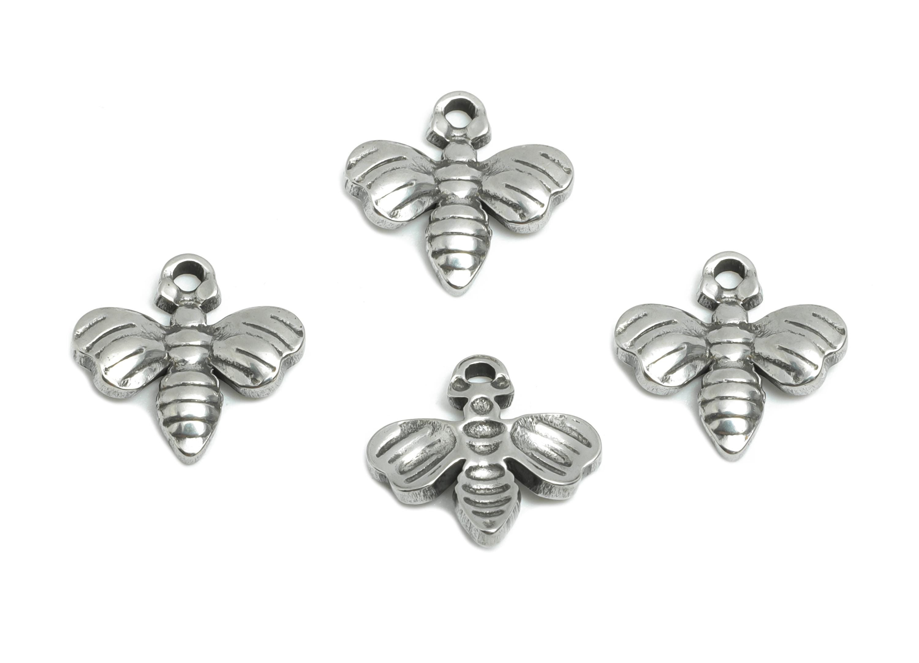 Steel Cute Bee Pendant - Mini Honeybee Pendant For Necklace - Modern Animal Bee Pendant - Stainless Steel Jewelry - 10x10x1.74mm - SS1837 - DOMEDBAZAAR