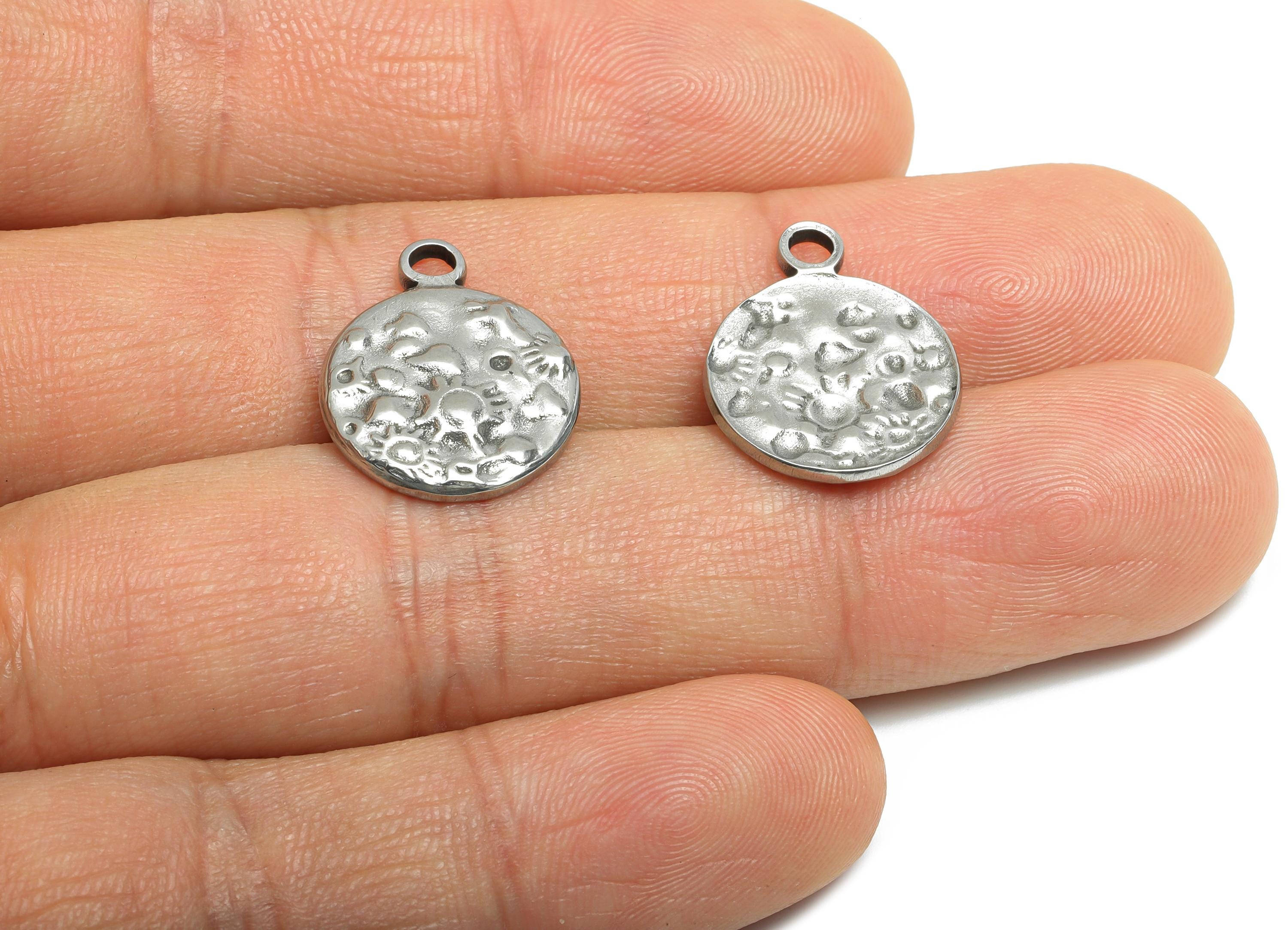 Steel Ocean Life Charm - Marine Animal Pendant for Necklace - Textured Crab Octopus Charm - Stainless Steel Jewelry - 19x15x2.54mm - SS1734 - DOMEDBAZAAR