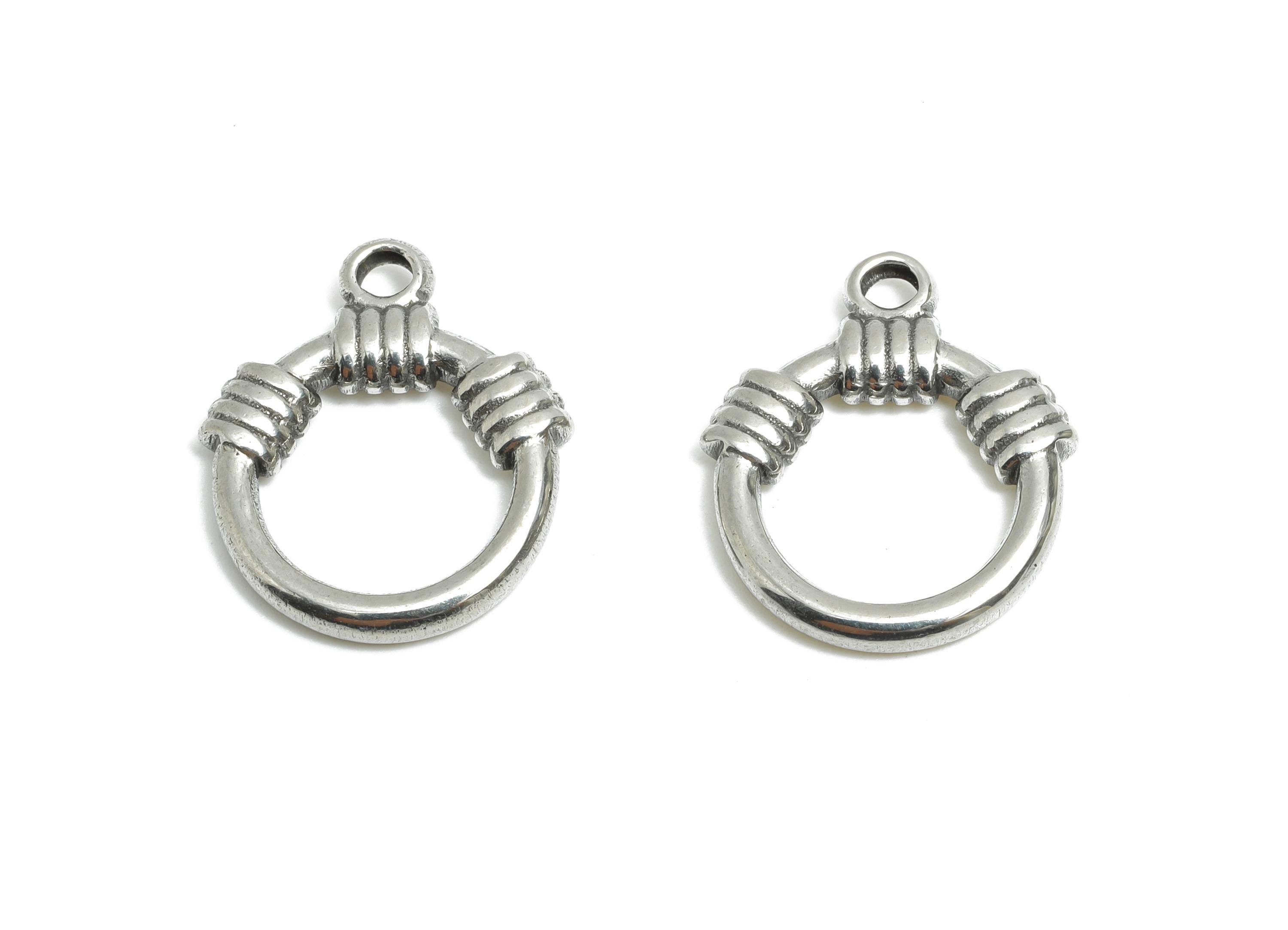 Steel Wire Wrapped Pendant - Circular Wire Jewelry for Necklace - Modern Minimalist Loop Charm - Steel Jewelry Accessory - 20x17x2mm -SS1768 - DOMEDBAZAAR