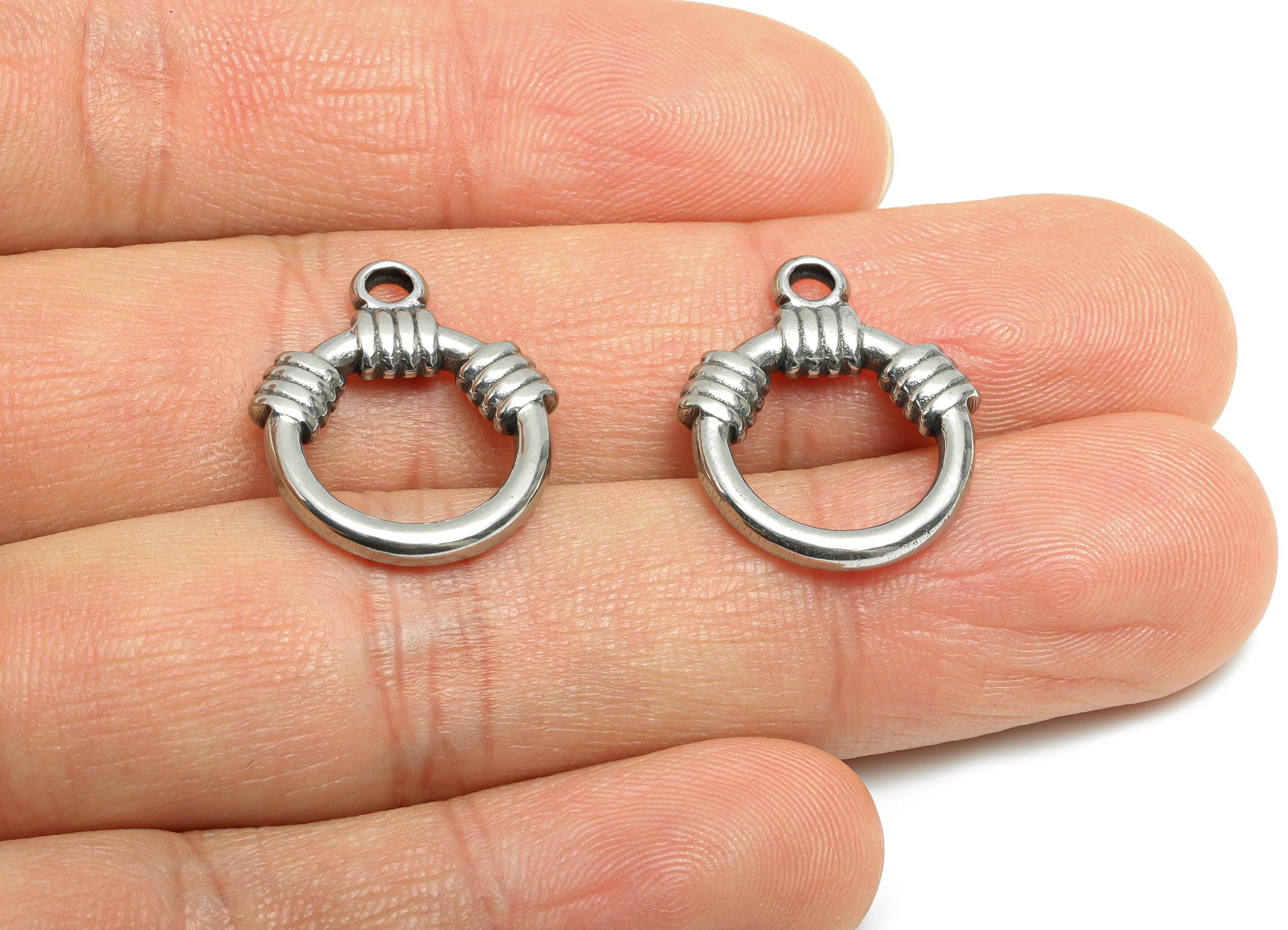 Steel Wire Wrapped Pendant - Circular Wire Jewelry for Necklace - Modern Minimalist Loop Charm - Steel Jewelry Accessory - 20x17x2mm -SS1768 - DOMEDBAZAAR