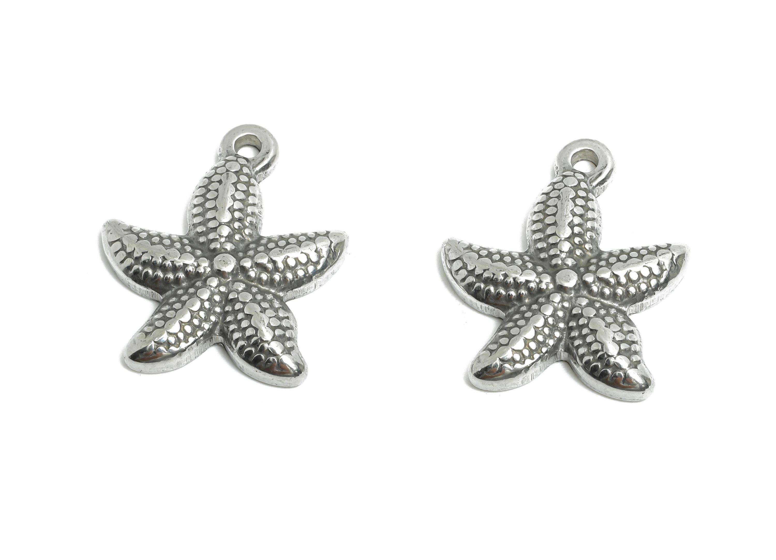 Steel Starfish Pendant - Textured Starfish Pendant for Necklace - Summer Vibe Marine Pendant - Steel Jewelry - 22.96x19.58x3.43mm - SS1876 - DOMEDBAZAAR