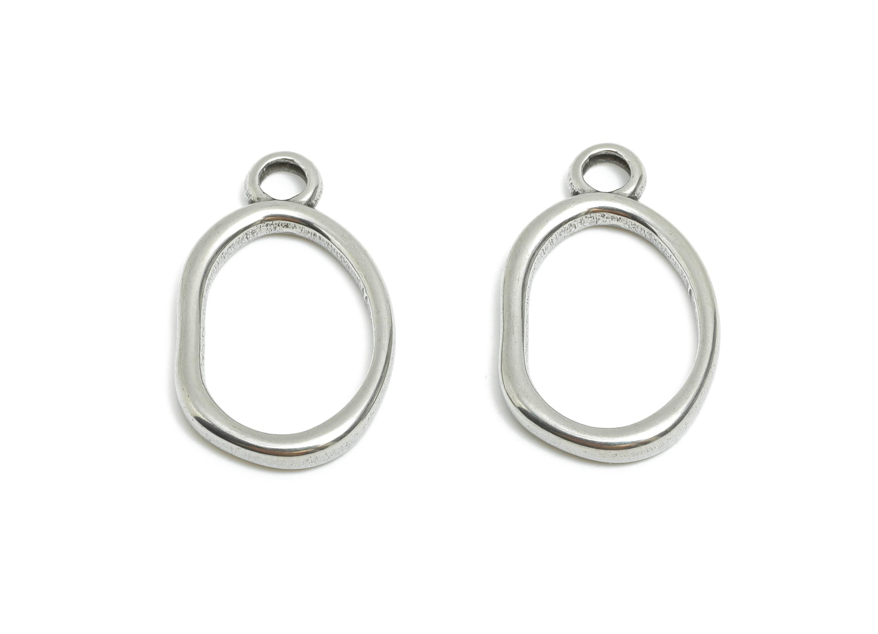 Stainless Steel Oval Pendant - Sample Geometry Charms for Necklace - Jewelry Making Supplies - Boho Chic Jewelry - 24x15x2.76mm - SS1875 - DOMEDBAZAAR