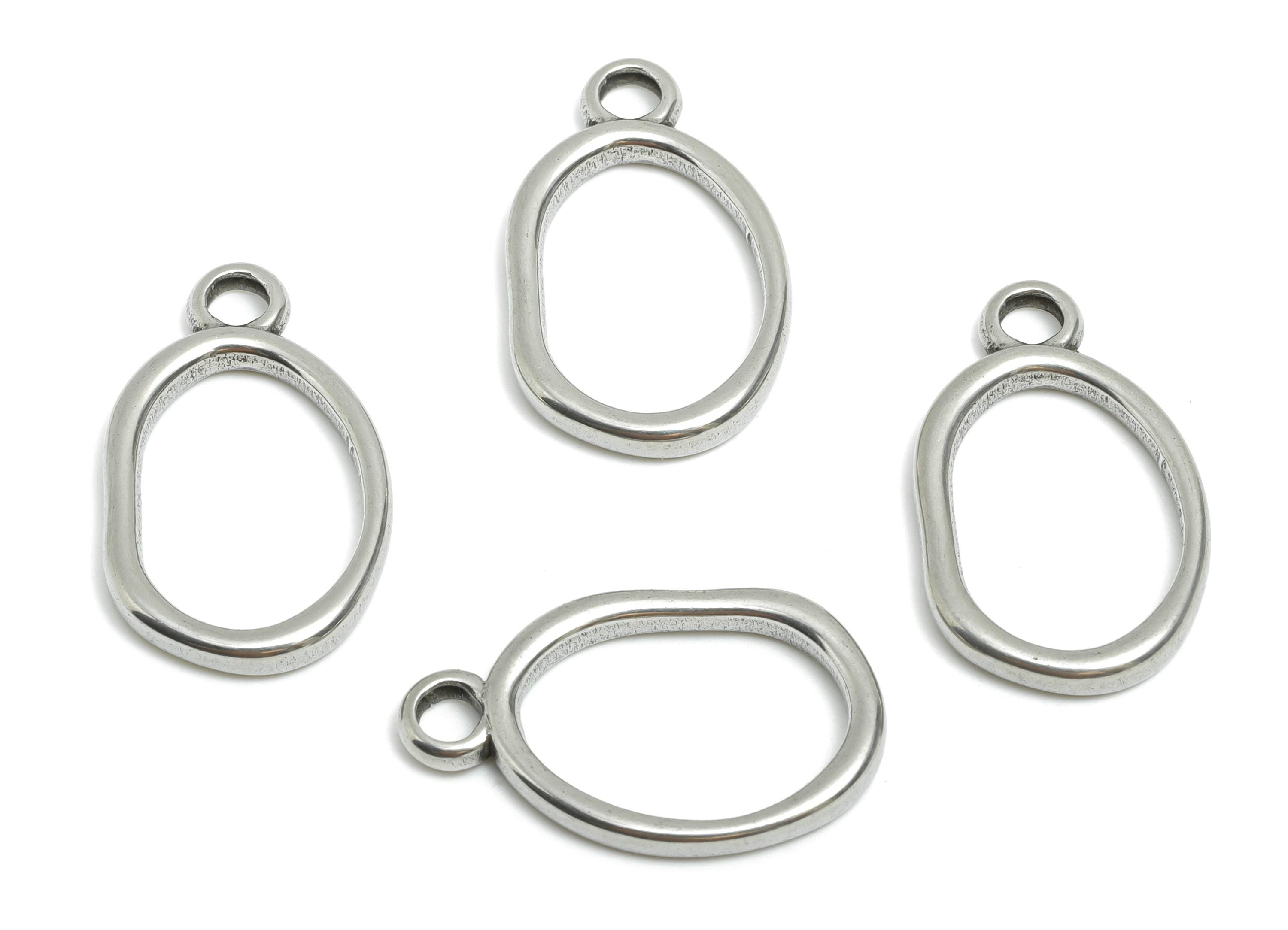 Stainless Steel Oval Pendant - Sample Geometry Charms for Necklace - Jewelry Making Supplies - Boho Chic Jewelry - 24x15x2.76mm - SS1875 - DOMEDBAZAAR