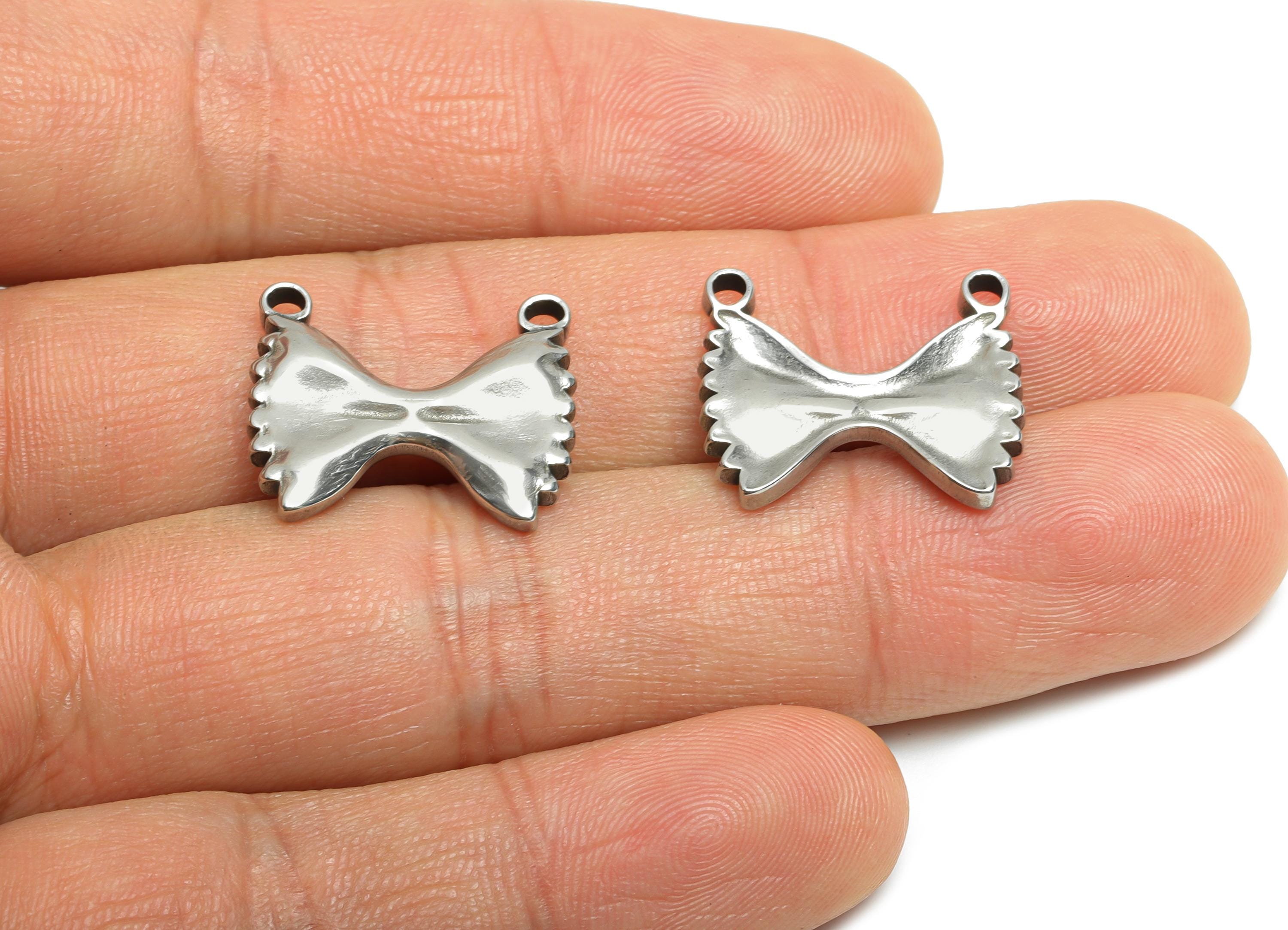 Stainless Steel Bow Pendant - Ballet Ribbon Charms for Necklace - Jewelry Making Supplies - Chic Charm for Bracelet - 16x19x2.8mm - SS1914 - DOMEDBAZAAR