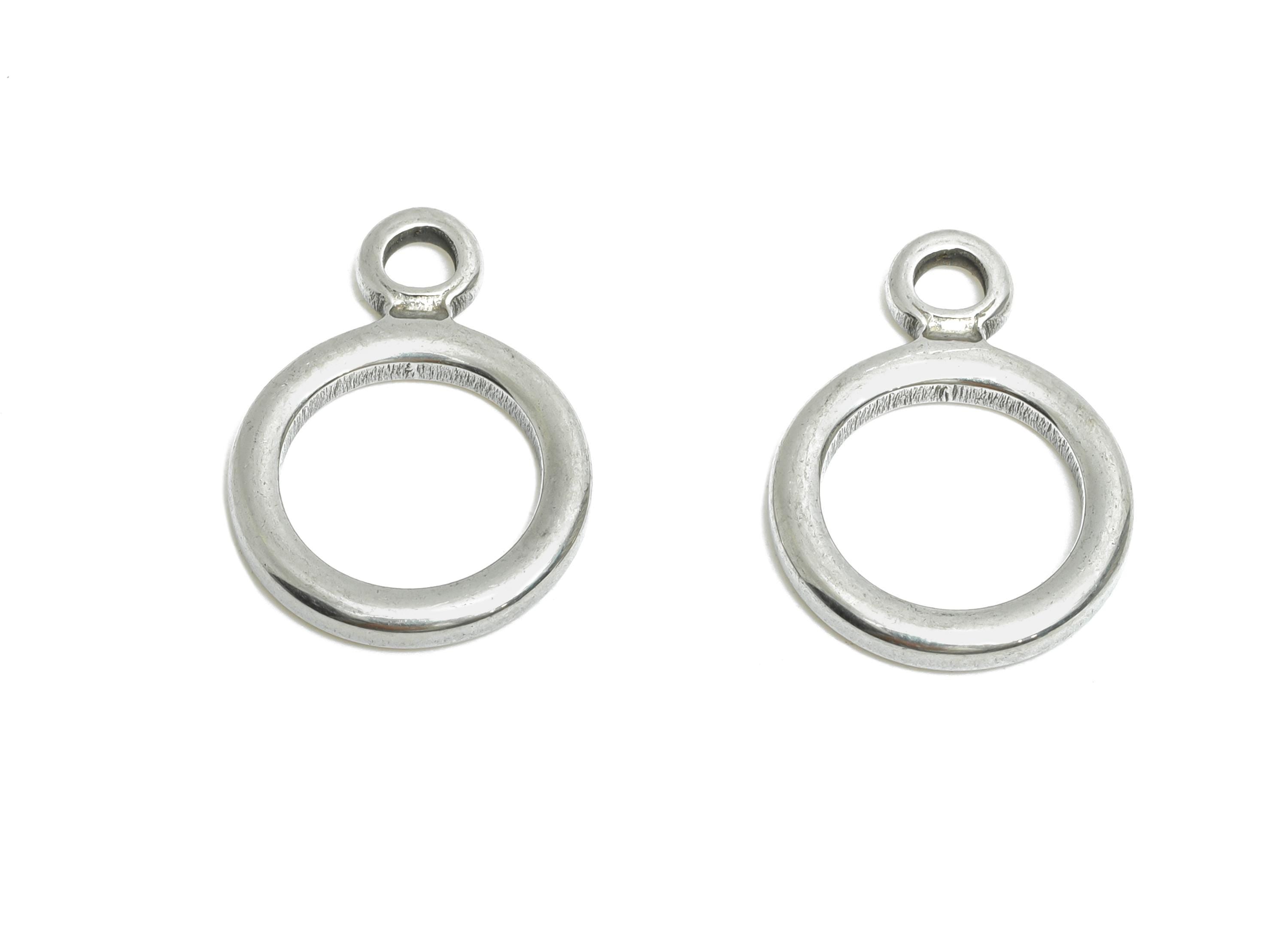 Stainless Steel Round Pendant - Simple Silver Geometric Charms for Necklace - Jewelry Making Supplies - Steel Finding - 18x13x1.9mm - SS1880 - DOMEDBAZAAR