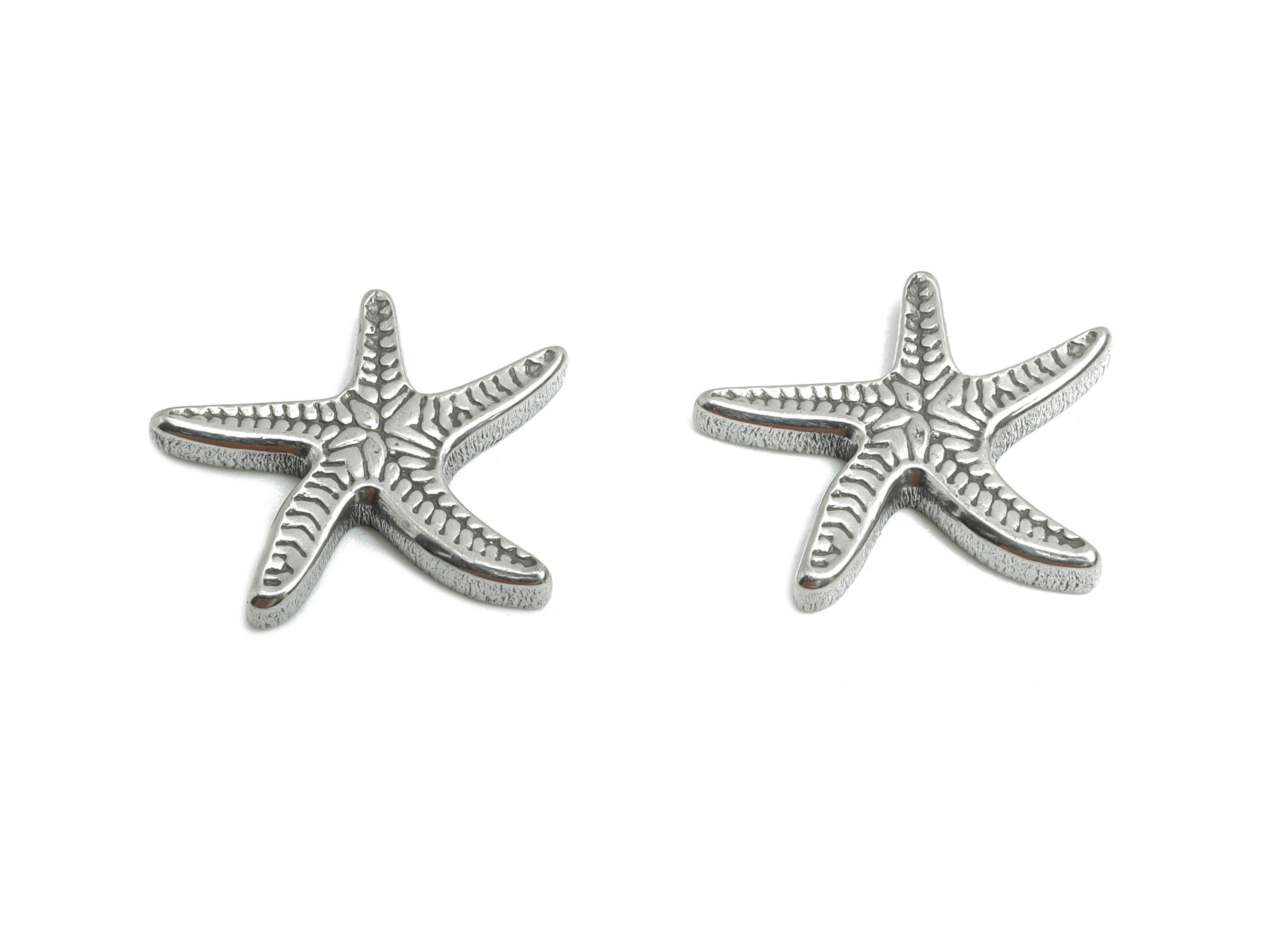 Stainless Steel Starfish Charms - Steel Textured Marine Charm - Minimalist Sea Life Jewelry - Steel Jewelry Making - 15.6x12.3x2mm - SS1868 - DOMEDBAZAAR