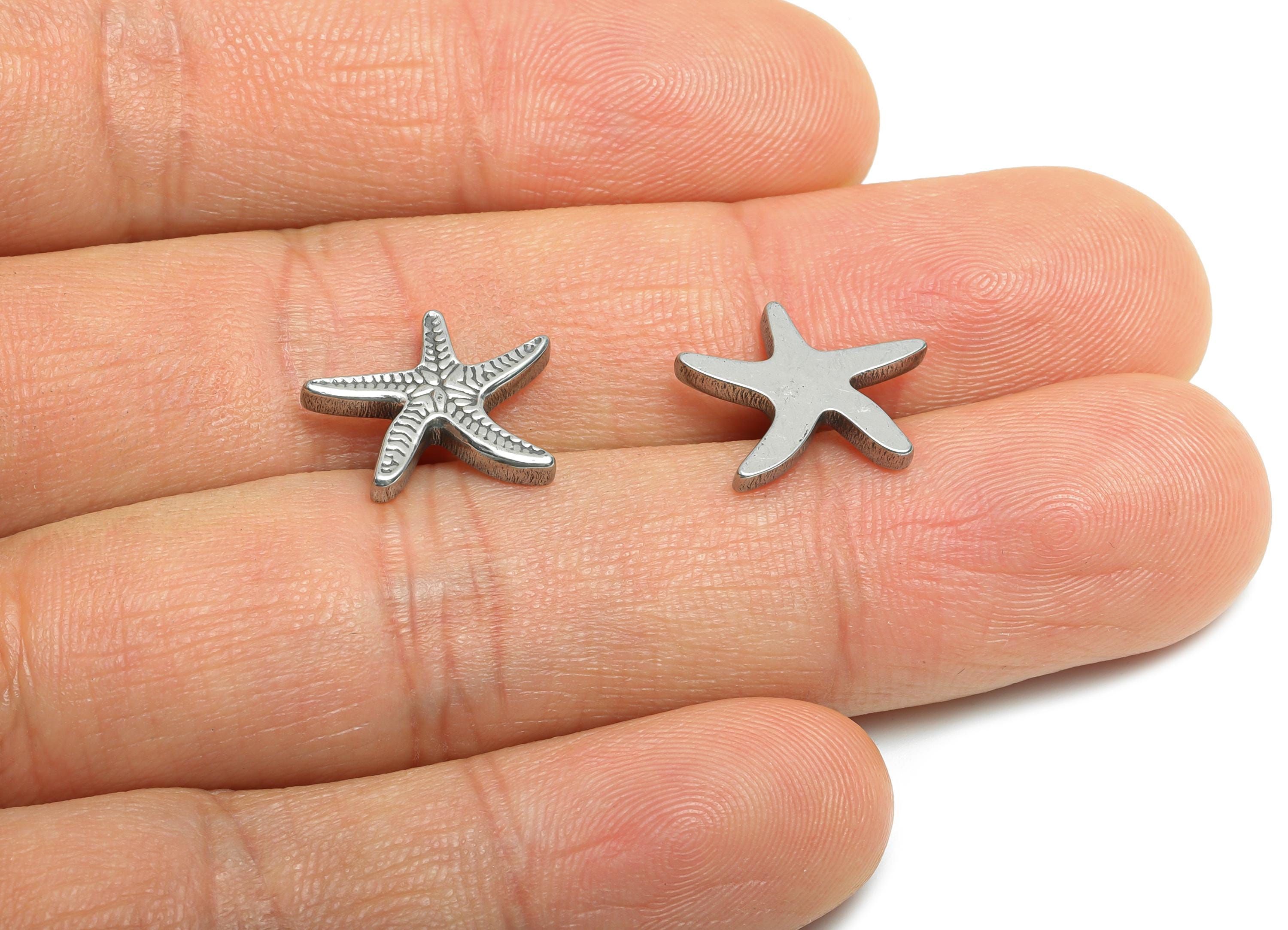 Stainless Steel Starfish Charms - Steel Textured Marine Charm - Minimalist Sea Life Jewelry - Steel Jewelry Making - 15.6x12.3x2mm - SS1868 - DOMEDBAZAAR
