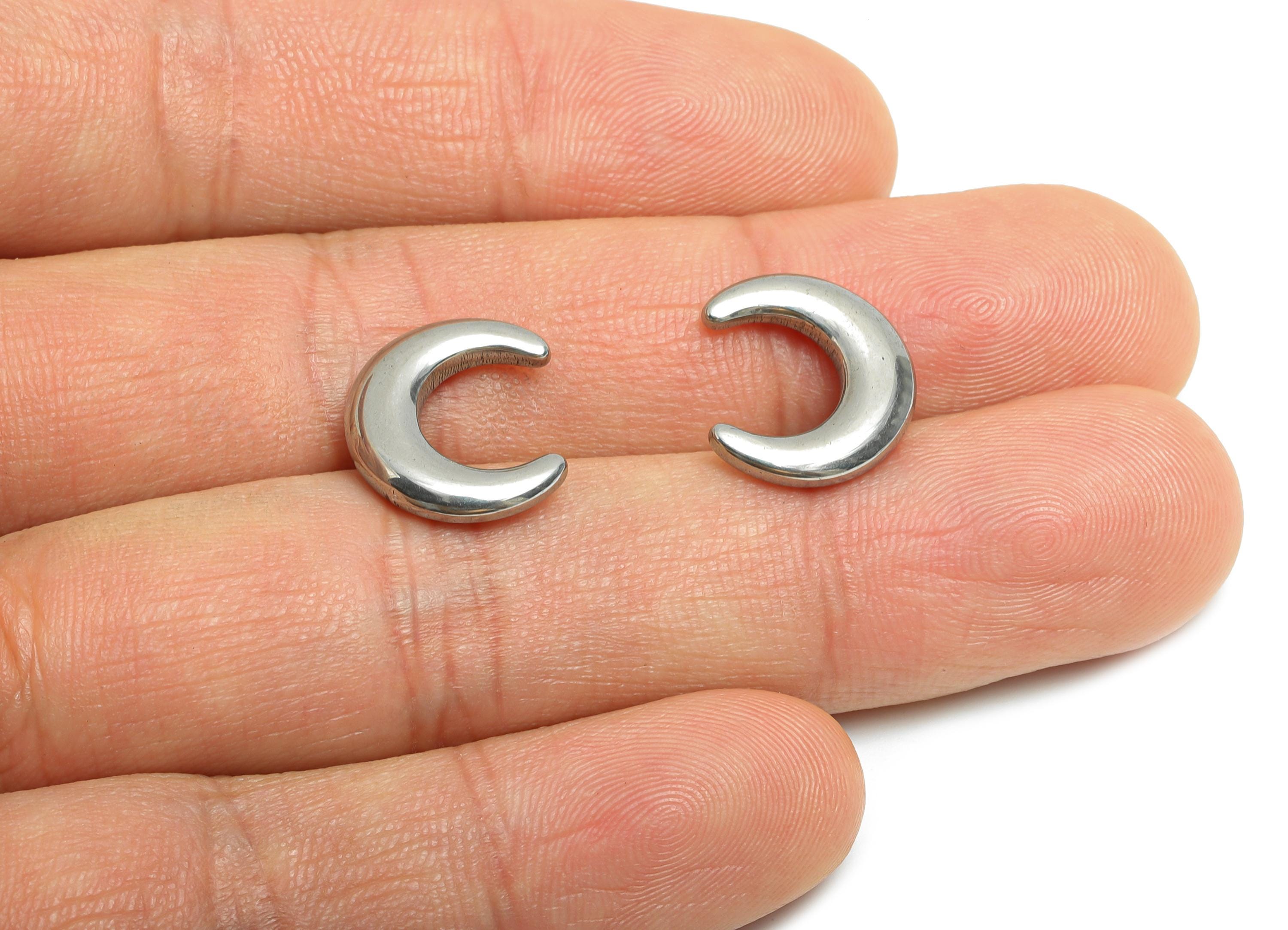 Stainless Steel Crescent Charm - Smooth Celestial Moon Charm - Steel Minimalist Cosmic Design - Silver Moon Jewelry - 14.8x12.9x3mm - SS1792 - DOMEDBAZAAR