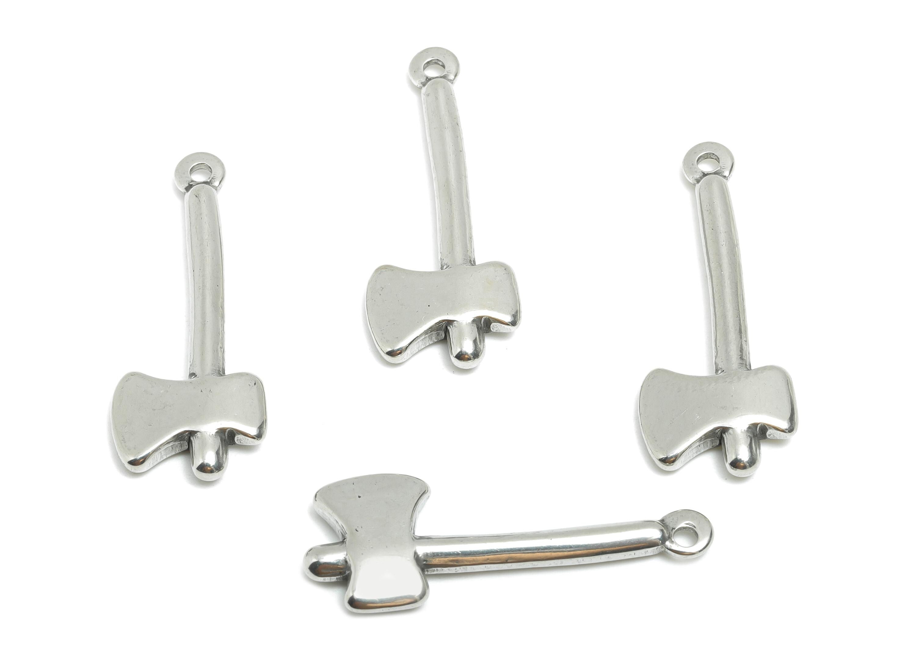 Stainless Steel Axe Charms - Minimalist Steel Viking Axe Pendant - Minimalist Horn For Necklace - Viking Warrior Pendant - 33x13x3mm -SS1935 - DOMEDBAZAAR