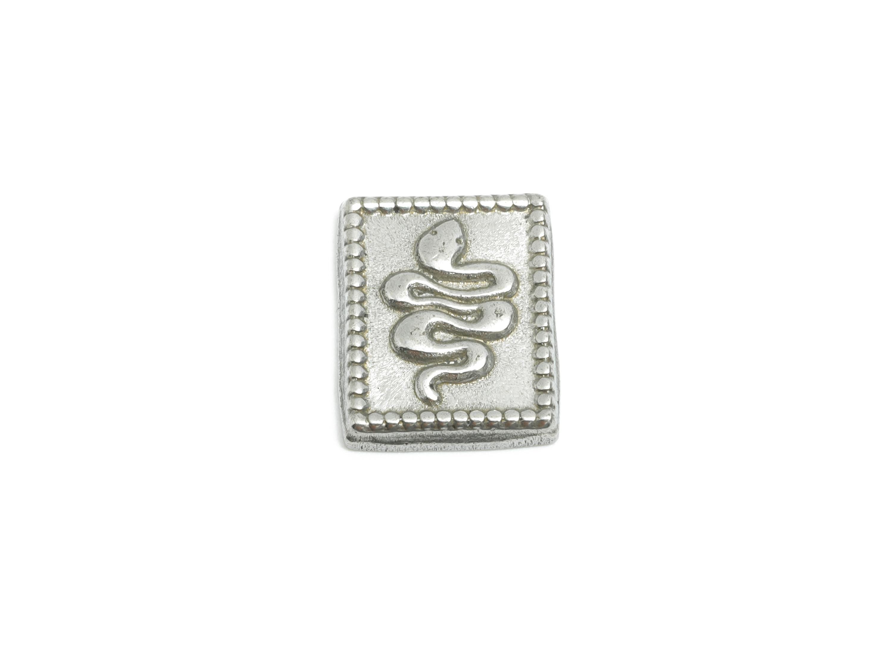 Stainless Steel Snake Charms - Unique Rectangle Snake Charms - Mystical Snake Design - Minimalist Jewelry Making - 13.4x10.46x2mm - SS1855 - DOMEDBAZAAR