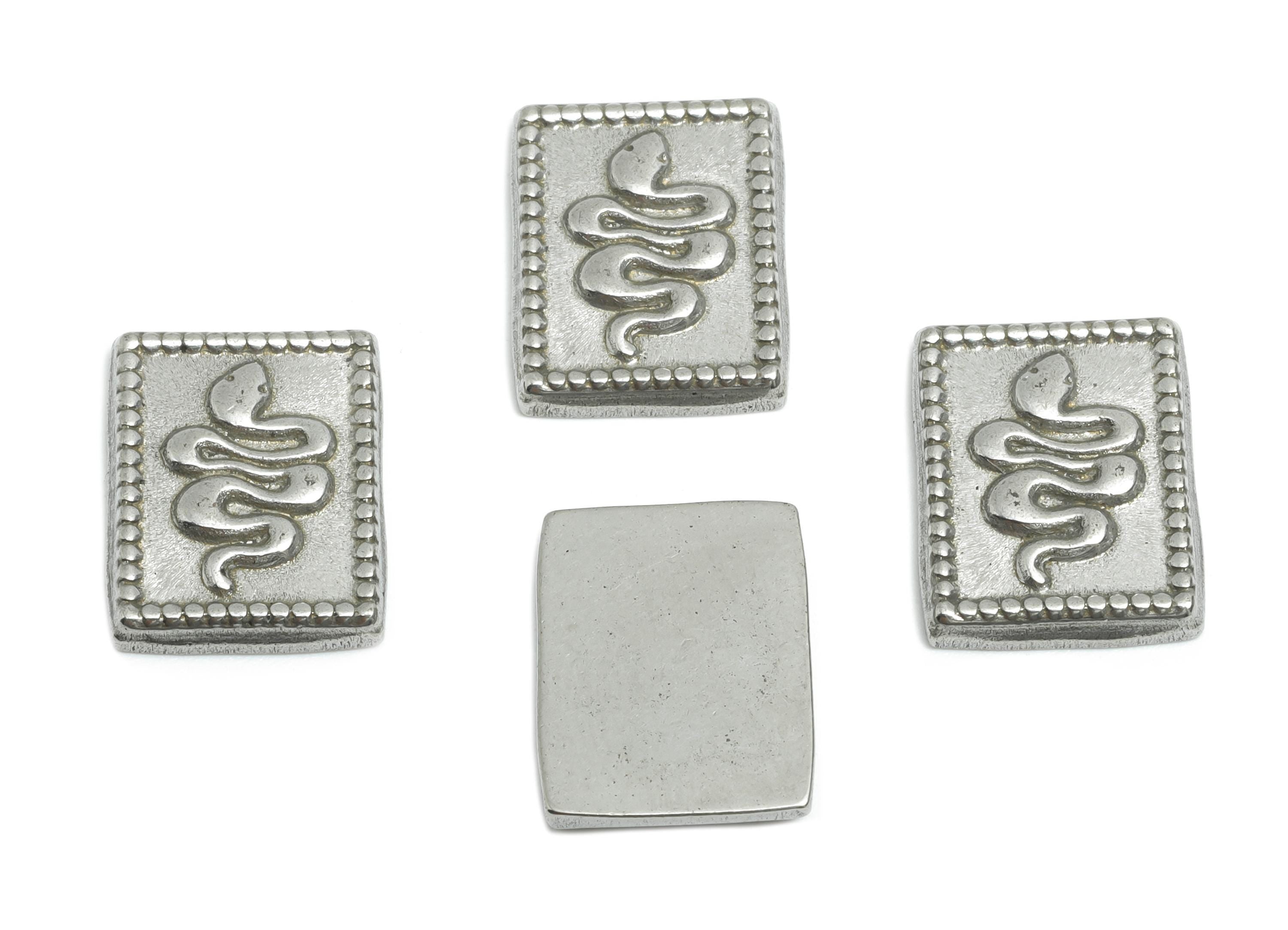 Stainless Steel Snake Charms - Unique Rectangle Snake Charms - Mystical Snake Design - Minimalist Jewelry Making - 13.4x10.46x2mm - SS1855 - DOMEDBAZAAR