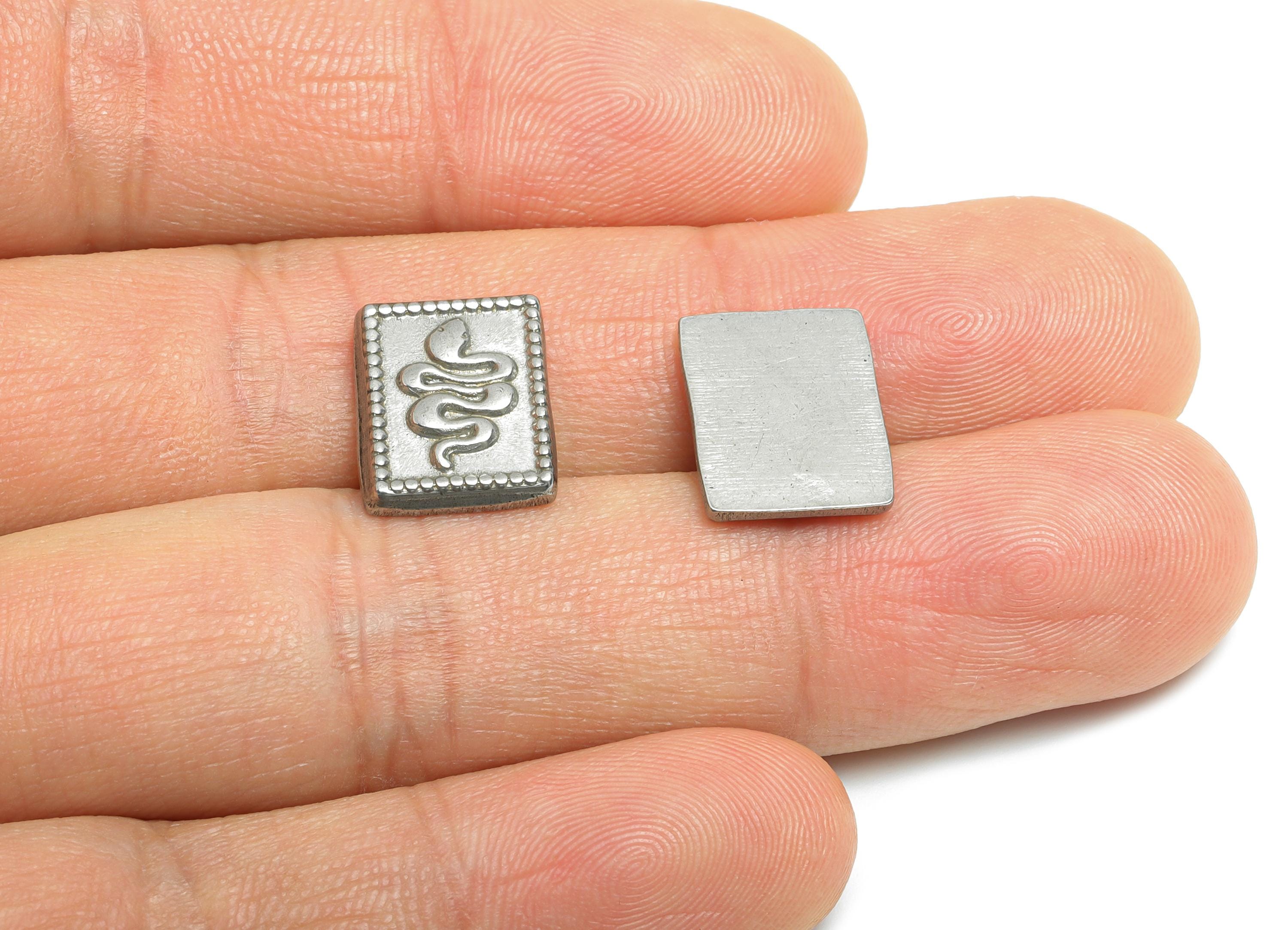 Stainless Steel Snake Charms - Unique Rectangle Snake Charms - Mystical Snake Design - Minimalist Jewelry Making - 13.4x10.46x2mm - SS1855 - DOMEDBAZAAR