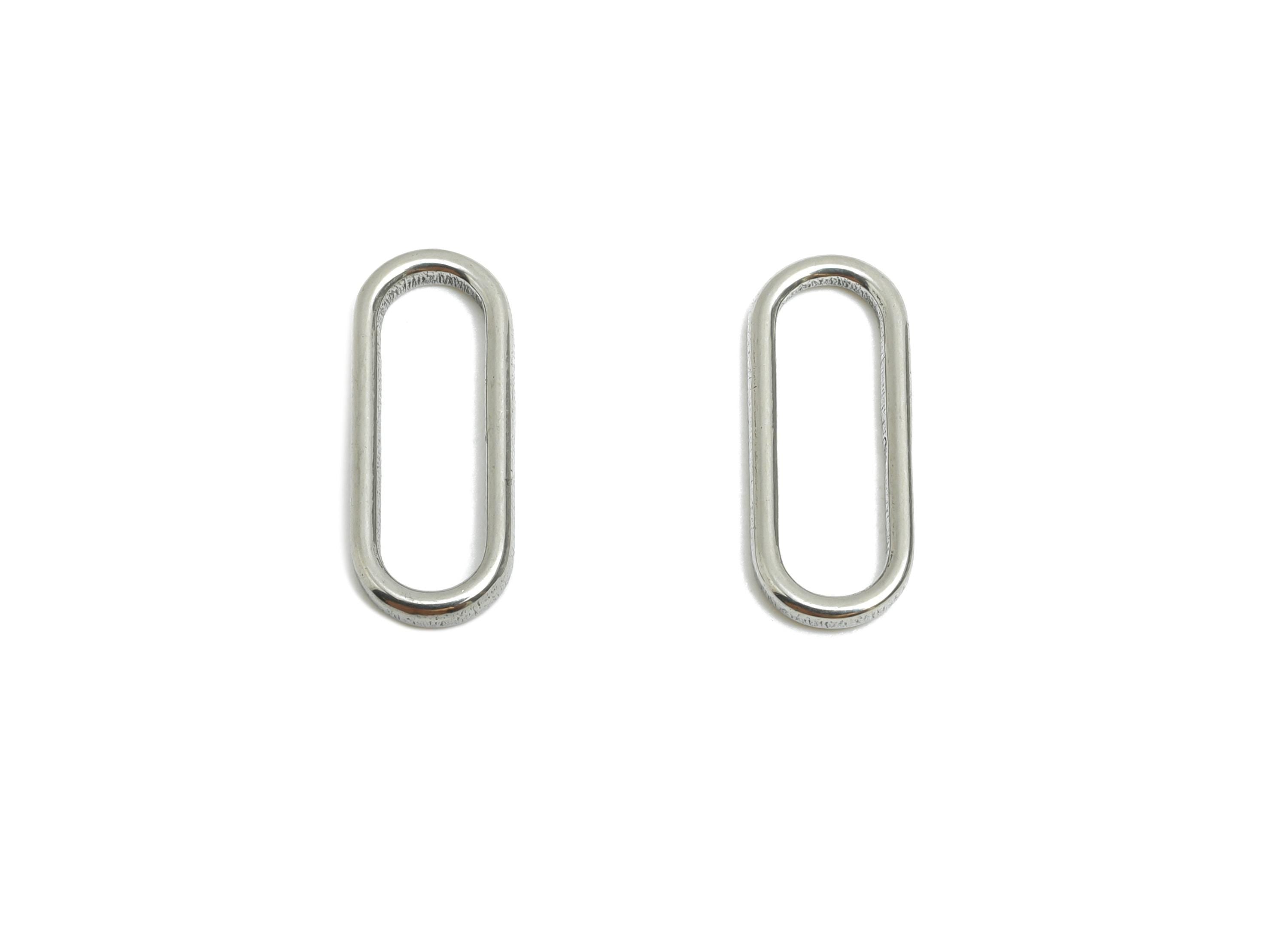 Steel Oval Connector - Steel Geometry Minimalist Link Charm - Polished Oval Rectangle Charm - Stainless Steel Jewelry - 14x6x1mm - SS1910 - DOMEDBAZAAR