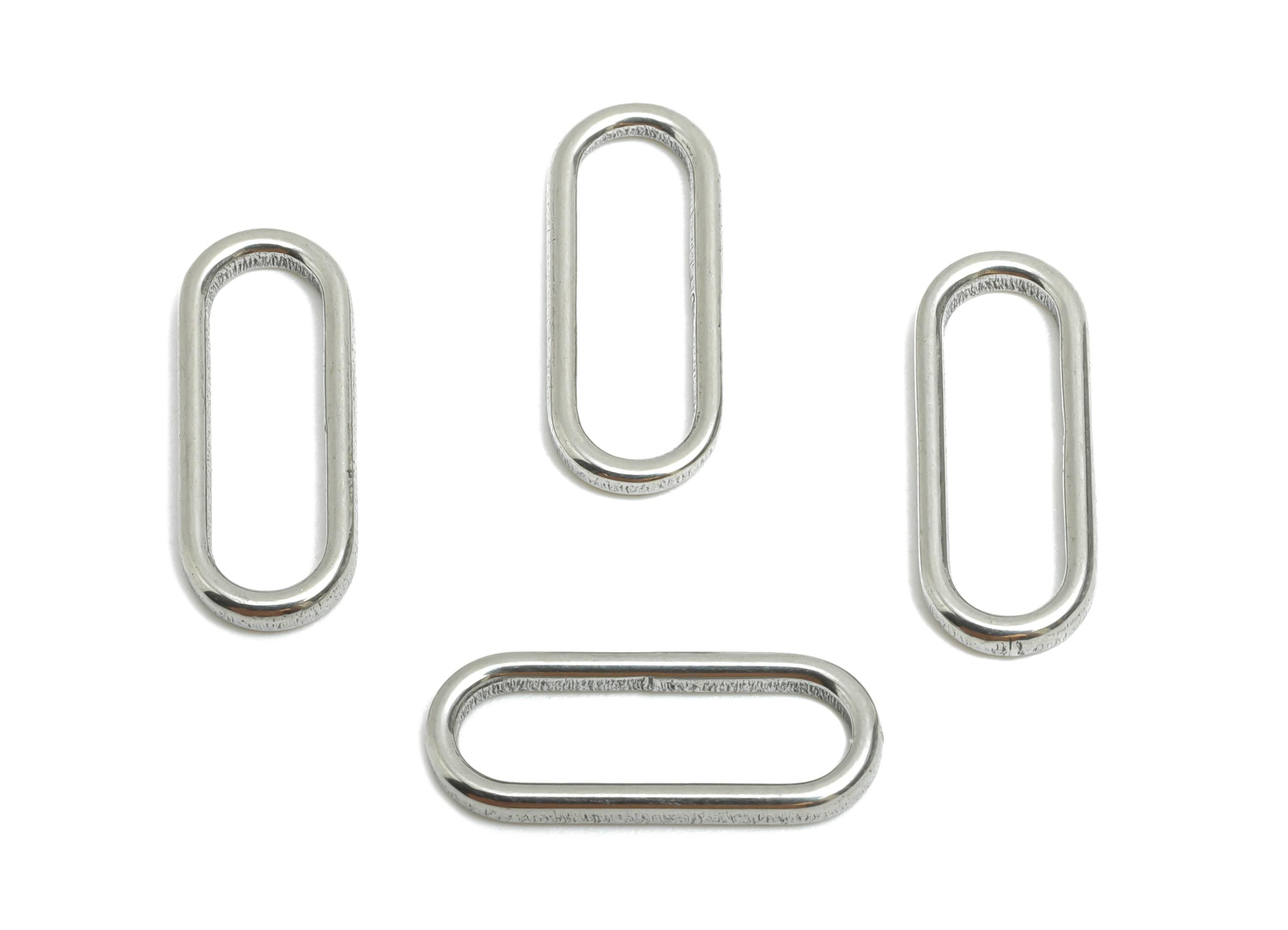 Steel Oval Connector - Steel Geometry Minimalist Link Charm - Polished Oval Rectangle Charm - Stainless Steel Jewelry - 14x6x1mm - SS1910 - DOMEDBAZAAR