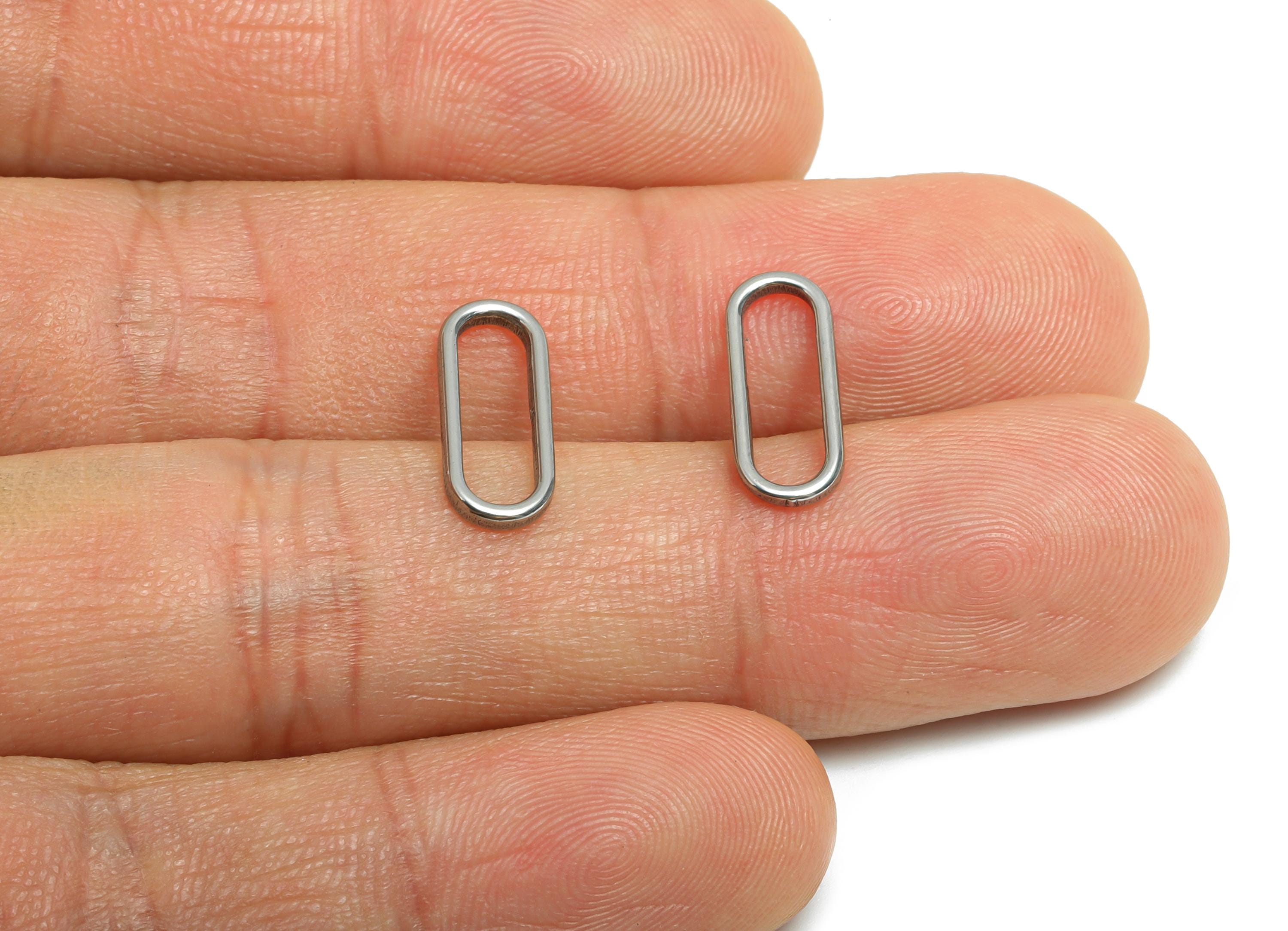 Steel Oval Connector - Steel Geometry Minimalist Link Charm - Polished Oval Rectangle Charm - Stainless Steel Jewelry - 14x6x1mm - SS1910 - DOMEDBAZAAR