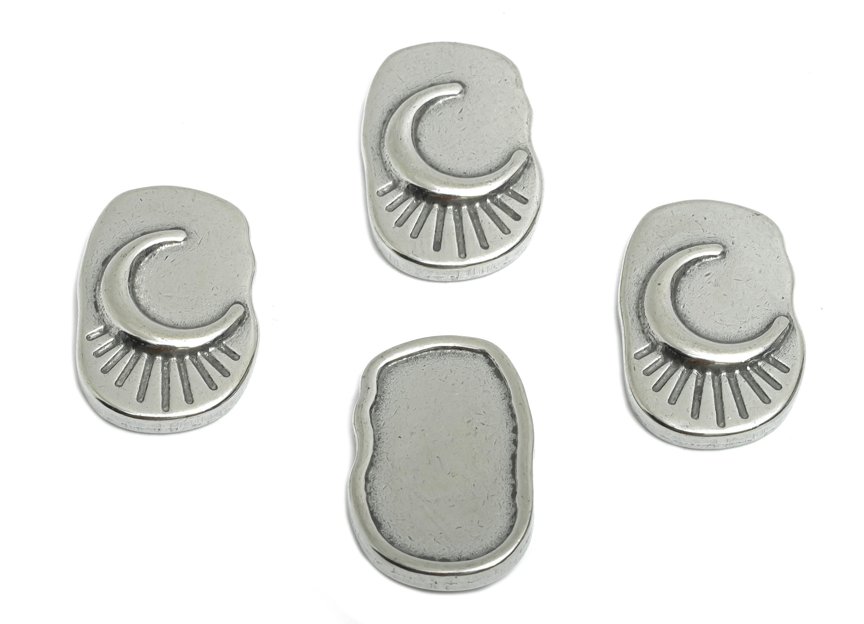 Crescent Moon Charms - Moon and Sun Rays Silver Color Charm - Celestial Moon Charm - Stainless Steel Jewelry Making - 22x14x3.51mm - SS1879 - DOMEDBAZAAR