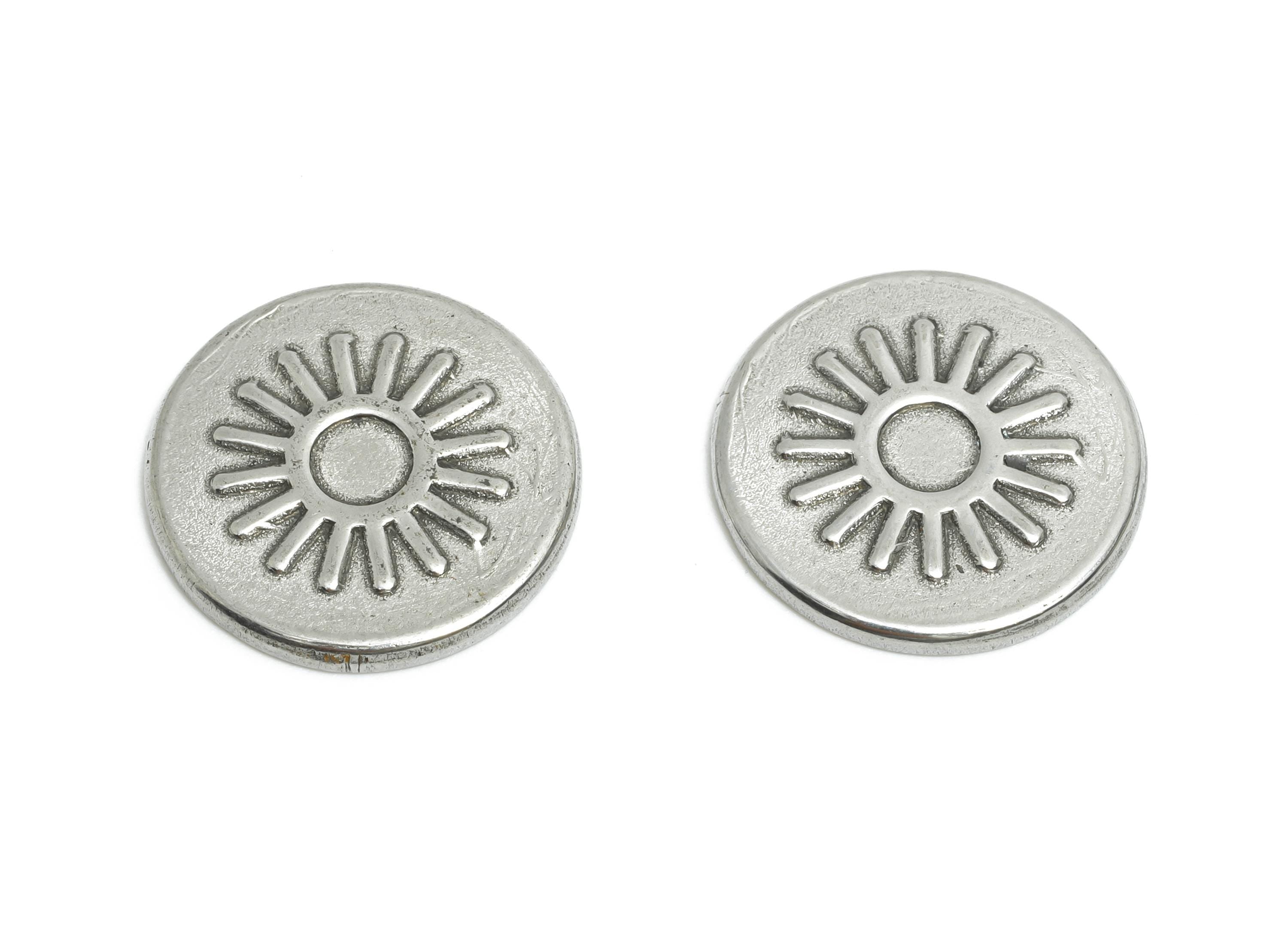 Stainless Steel Sun Charms - Sunburst Button Steel Charm - Round Craft Supply For Gemstone - Stainless Steel Jewelry - 16x16x1.63mm - SS1727 - DOMEDBAZAAR