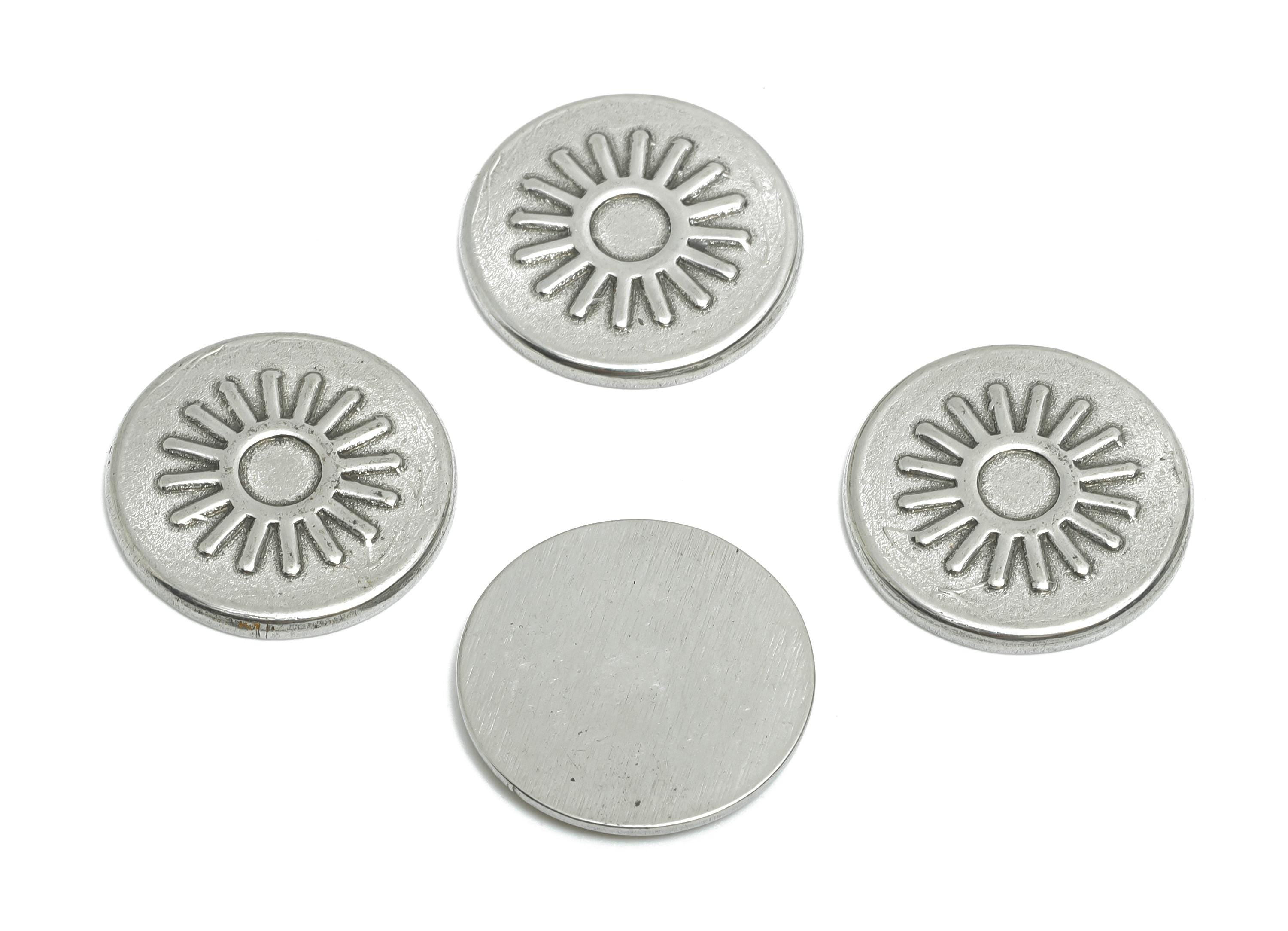 Stainless Steel Sun Charms - Sunburst Button Steel Charm - Round Craft Supply For Gemstone - Stainless Steel Jewelry - 16x16x1.63mm - SS1727 - DOMEDBAZAAR