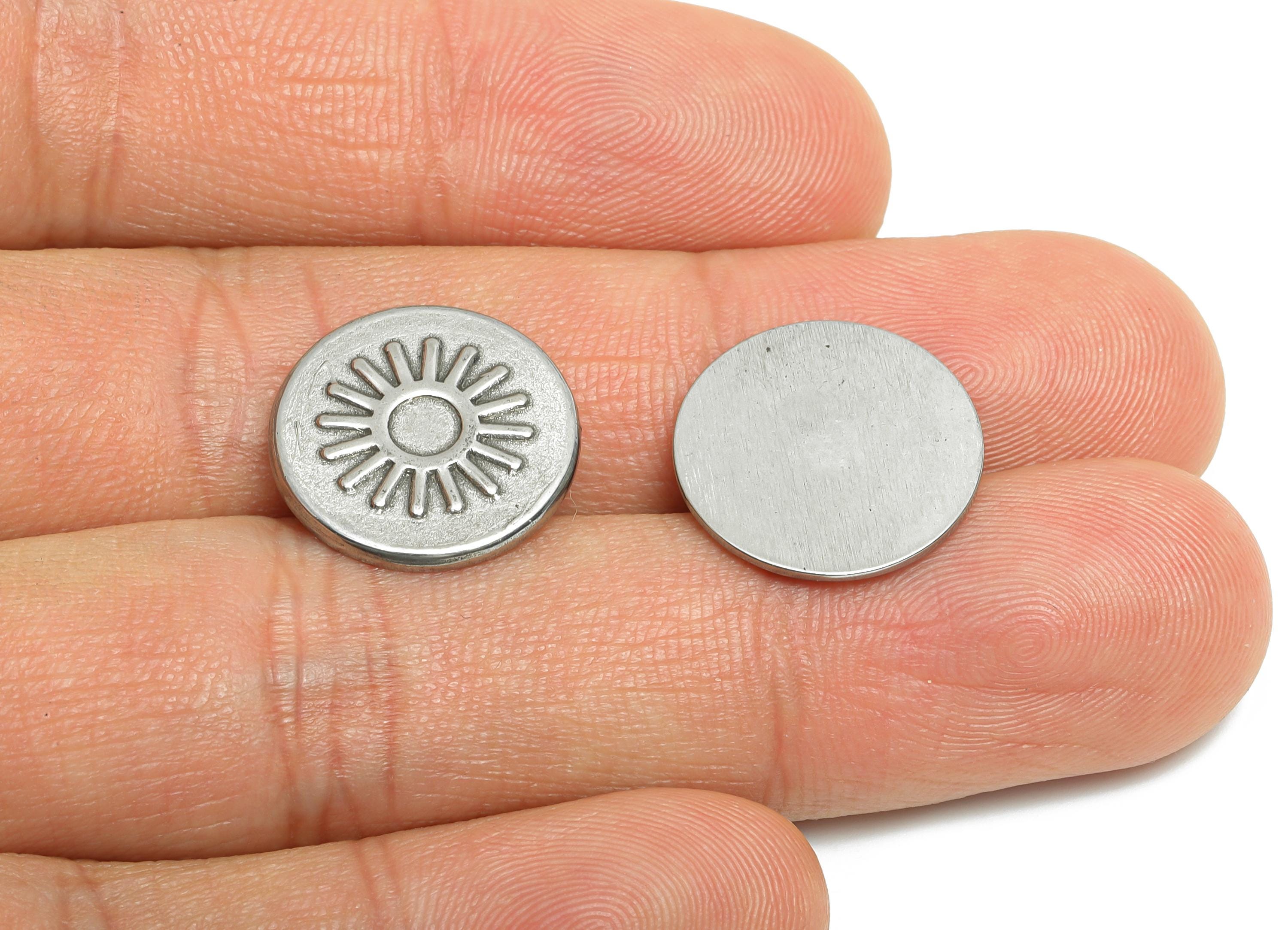 Stainless Steel Sun Charms - Sunburst Button Steel Charm - Round Craft Supply For Gemstone - Stainless Steel Jewelry - 16x16x1.63mm - SS1727 - DOMEDBAZAAR
