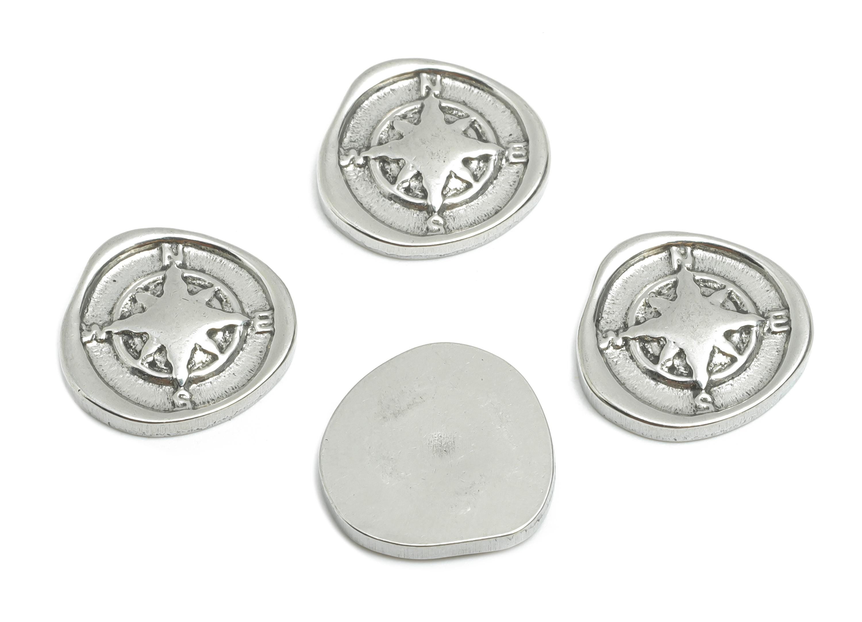 Stainless Steel Compass Button - NSEW Compass Charm - Travel Compass Decorative Element - Stainless Steel Jewelry - 14x14x2.36mm - SS1926 - DOMEDBAZAAR