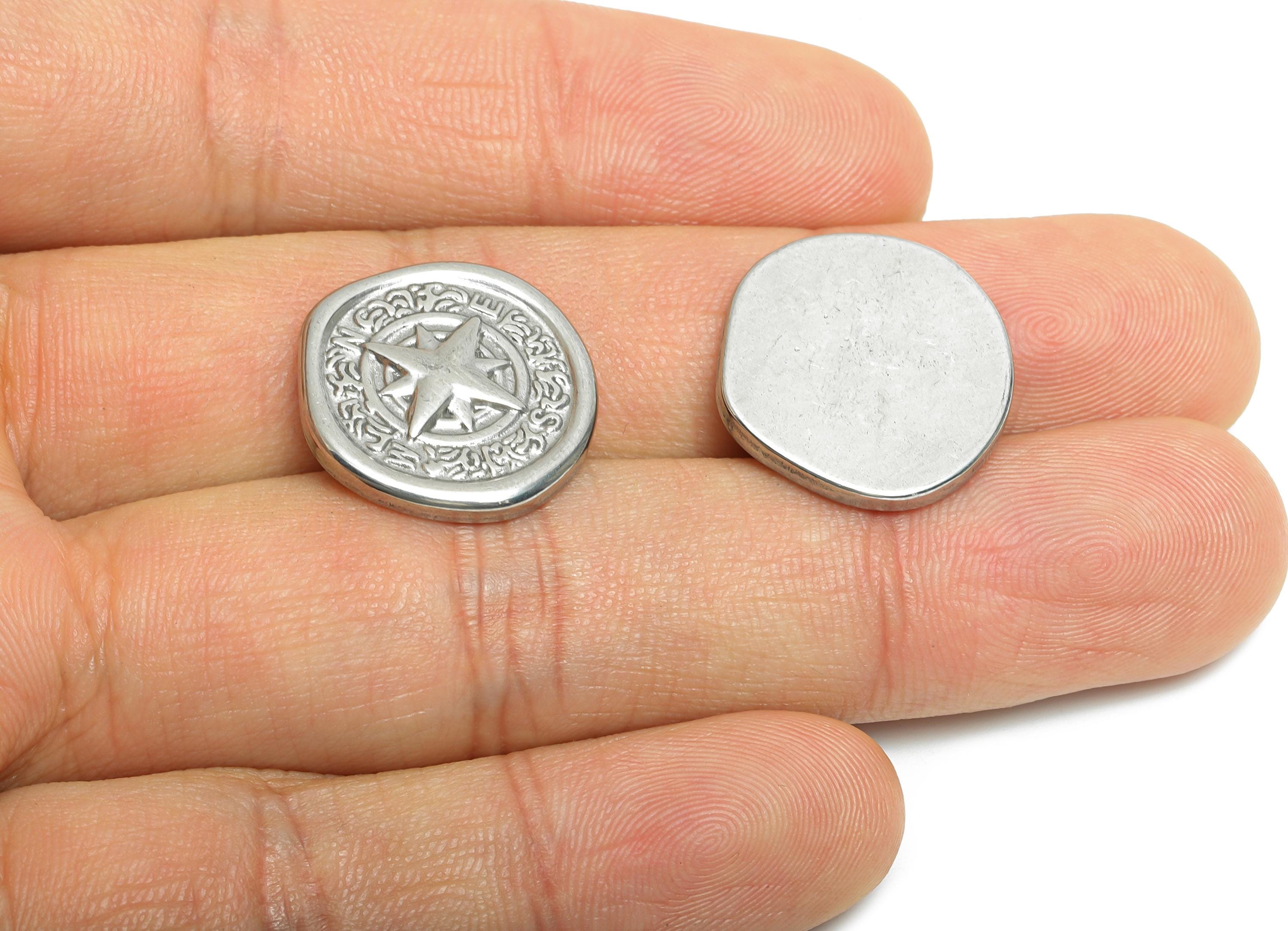 Engraved Star Compass Charm - NSEW Compass Star Charm - Travel Compass Decorative Element - Stainless Steel Jewelry -19x18x 2.71mm - SS1898 - DOMEDBAZAAR