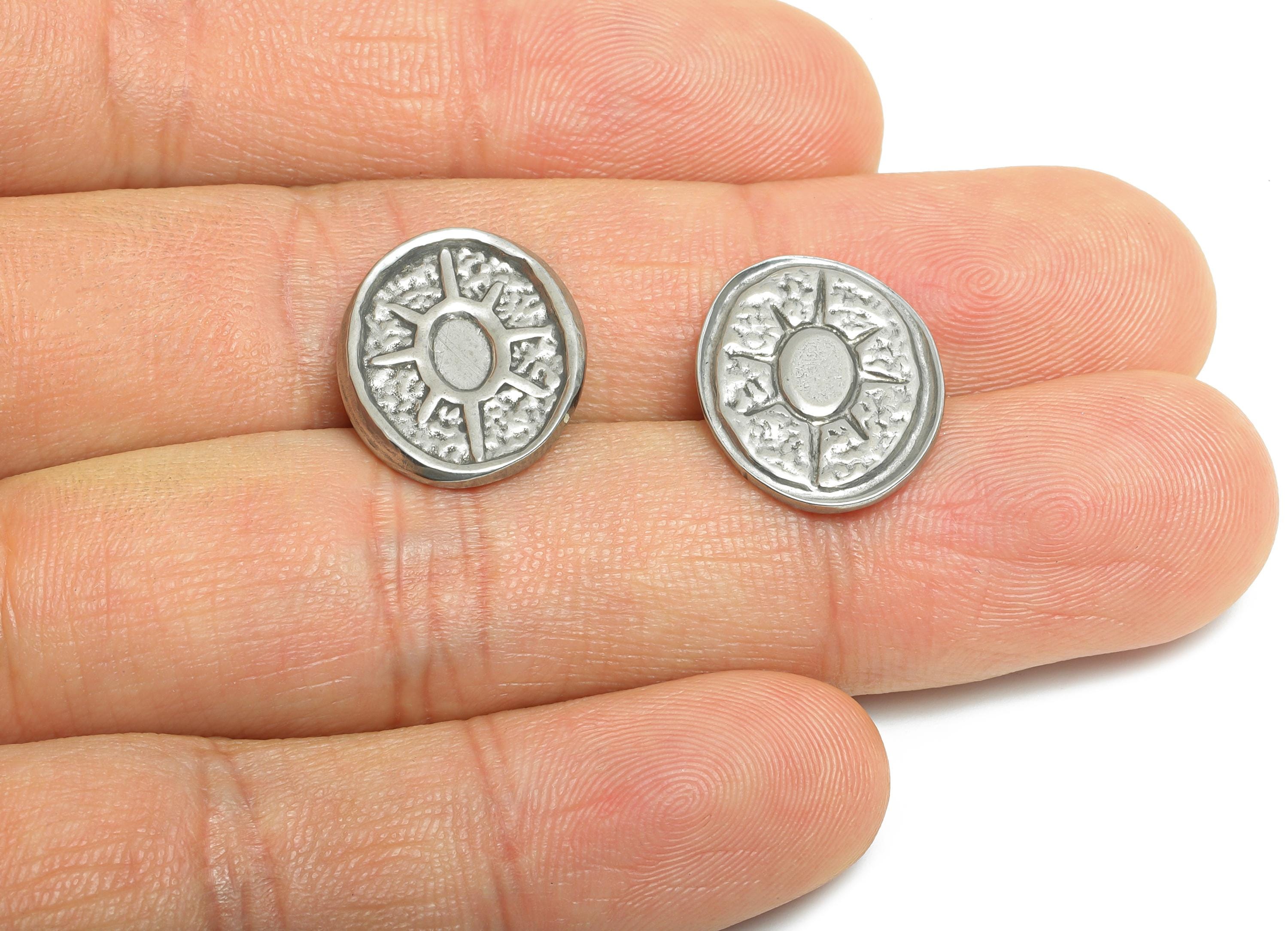 Stainless Steel Sun Charms - Textured Oval Sunburst Charm - Oval Craft Supply For Gemstone - Stainless Steel Jewelry - 18x14x1mm - SS1864 - DOMEDBAZAAR