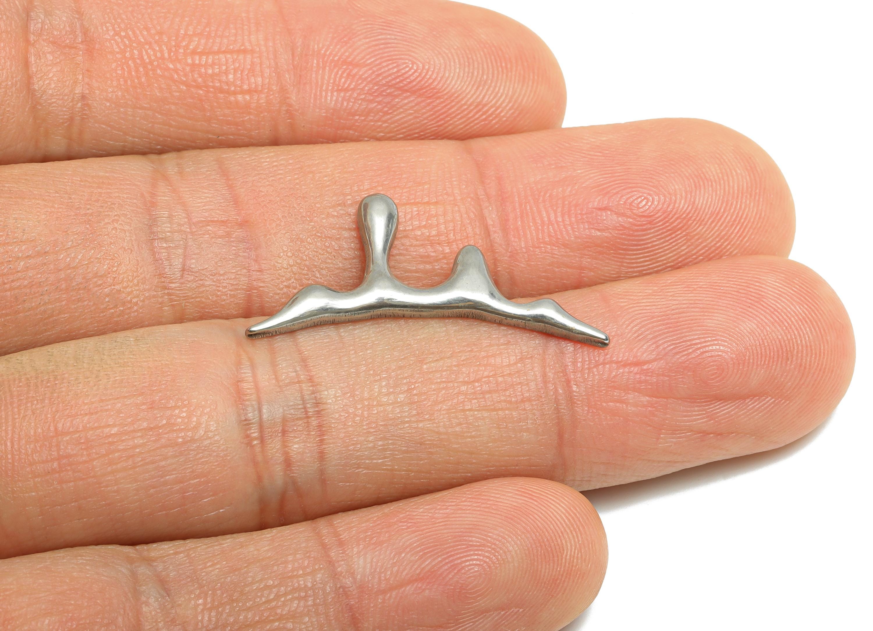 Steel Liquid Flow Charm - Abstract Melt Fluid Modern Jewelry - Minimalist Wave Charm - Stainless Steel Jewelry - 30x12x1.75mm - SS1750 - DOMEDBAZAAR