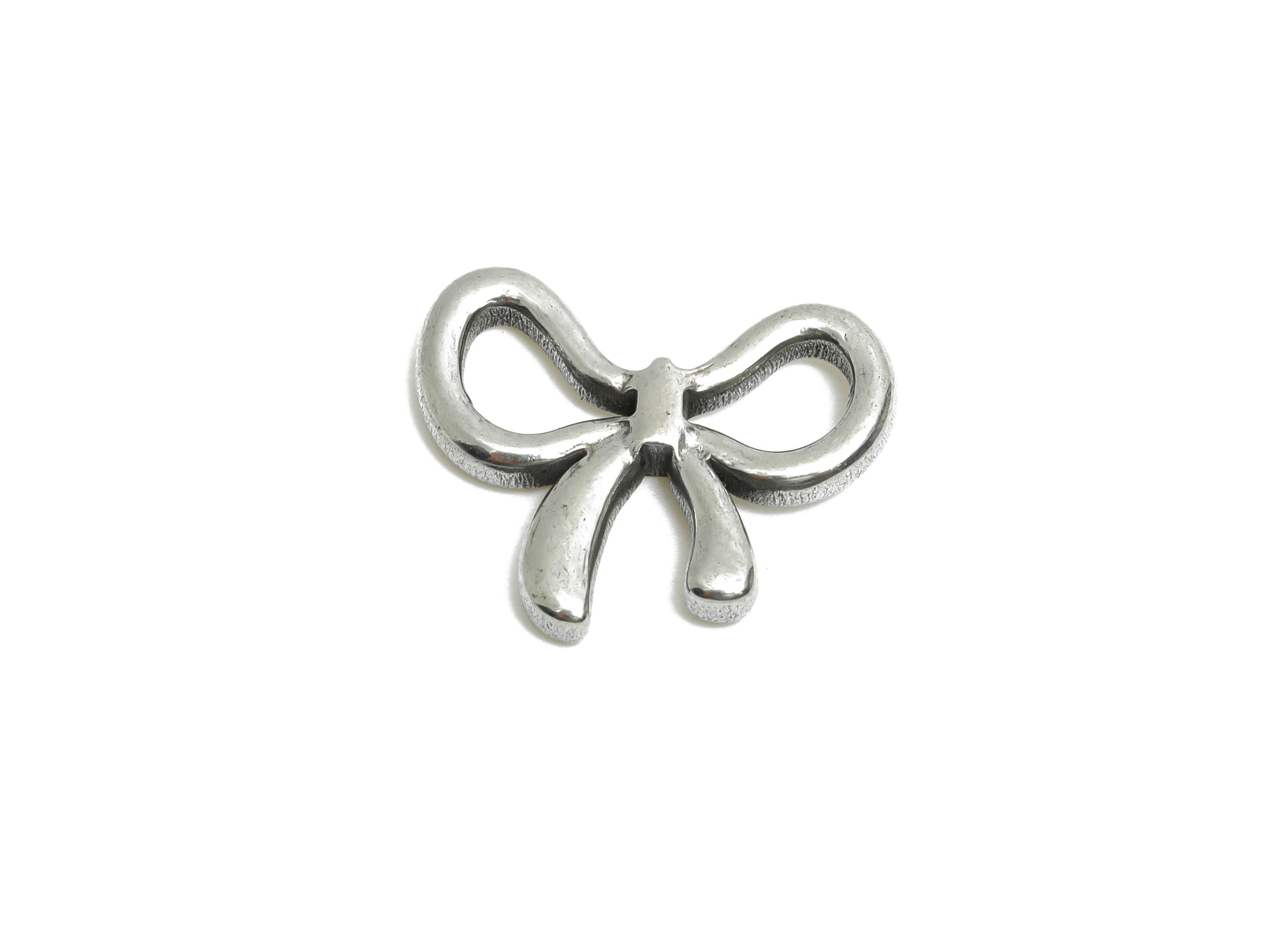 Stainless Steel Bow Charm - Dainty Silver Bow Charm - Elegant Ribbons Design - Minimalist Steel Bow Jewelry Making - 15.9x13x2.37mm - SS1911 - DOMEDBAZAAR