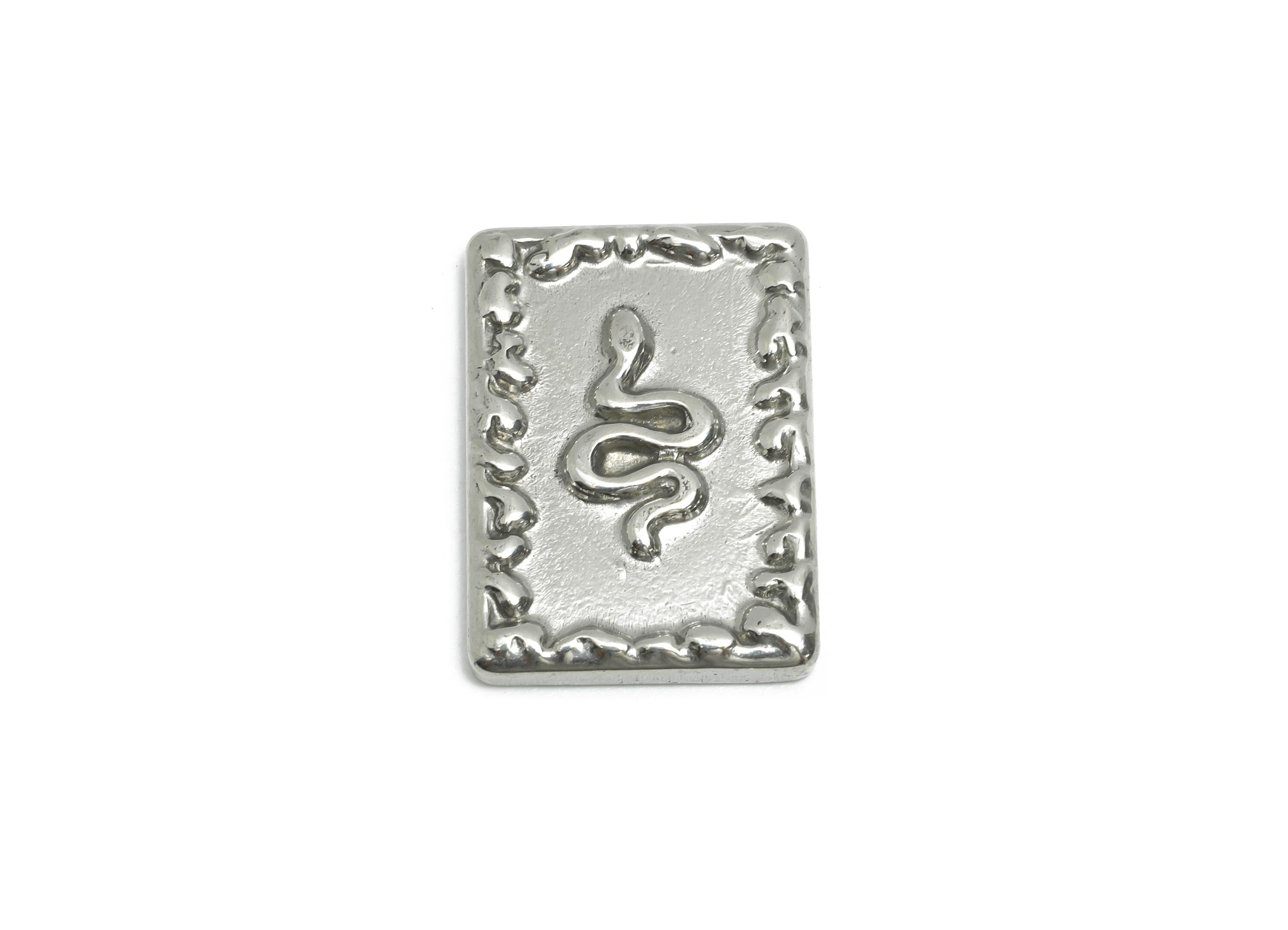 Stainless Steel Snake Charms - Unique Rectangle Snake Charms - Mystical Snake Design - Minimalist Jewelry Making - 22.3x15.7x2.9mm - SS1752 - DOMEDBAZAAR