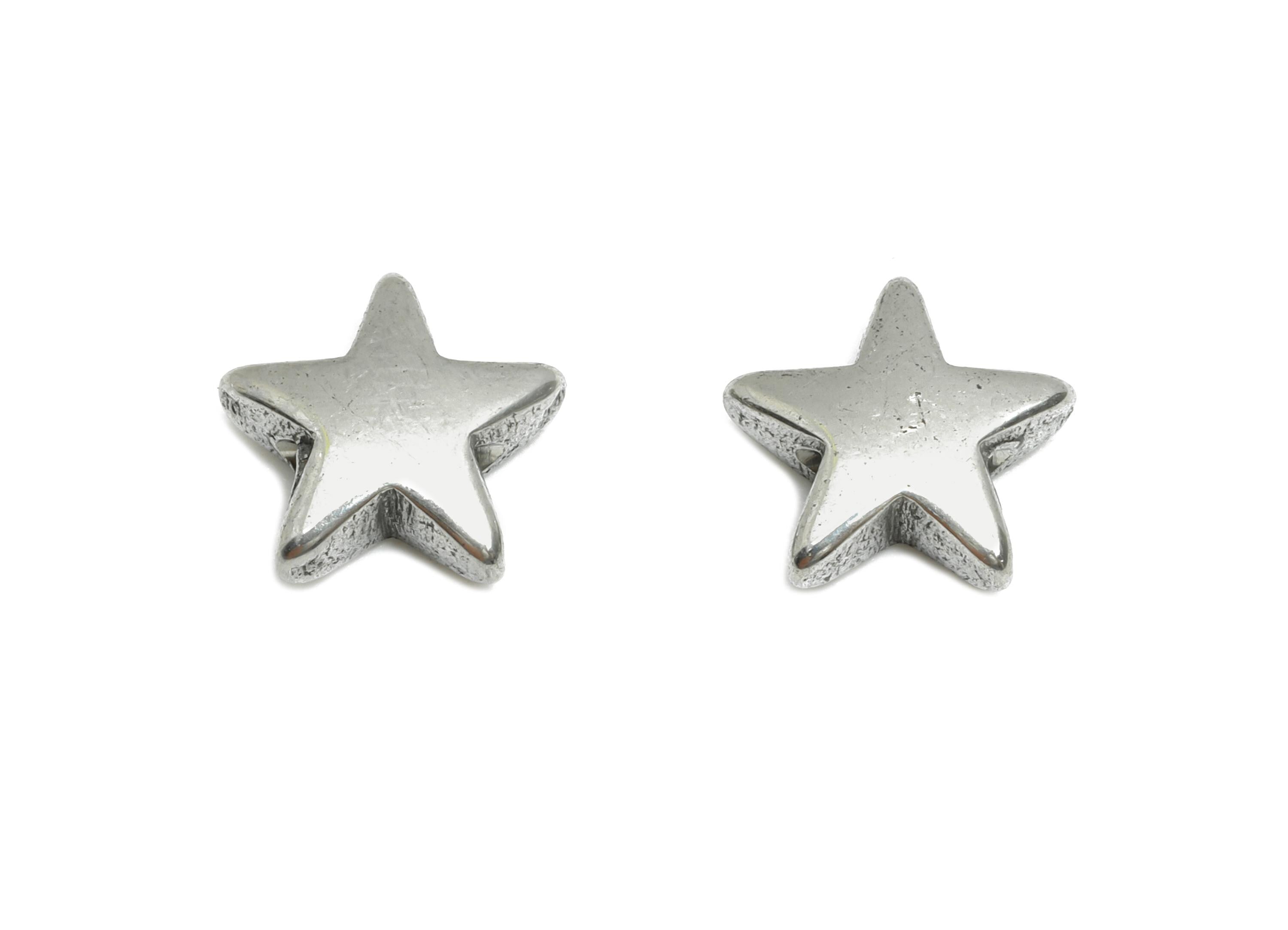 Stainless Steel Star Bead - Smooth Silver Star Bracelet Bead - Celestial Star Jewelry - Minimalist Steel Accent - 9.06x8.65x3.23mm - SS1780 - DOMEDBAZAAR