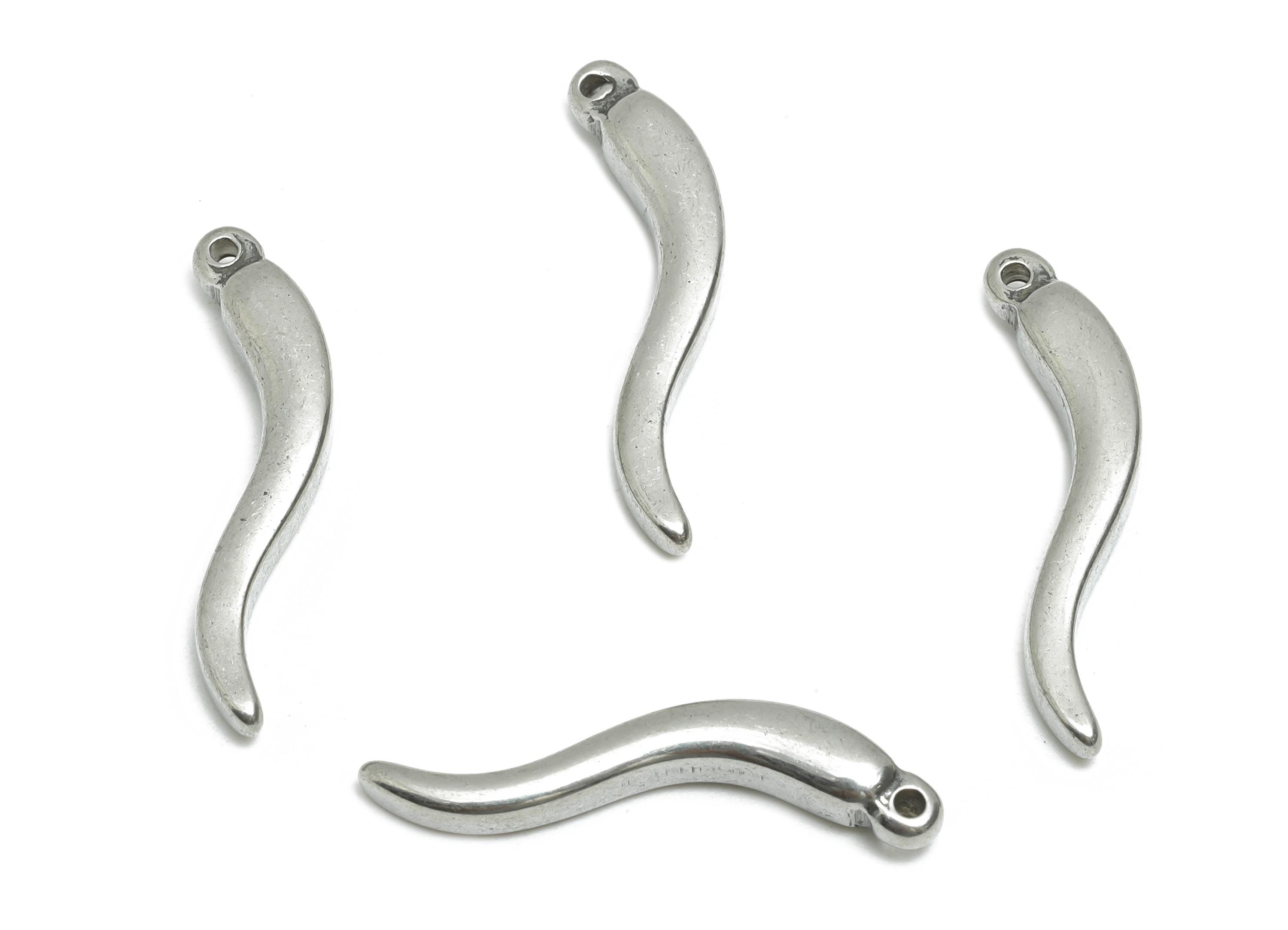 Steel Curve Horn Pendant - Modern Jewelry For DIY Necklace - Sleek and Polished Finish - Craft Supplies Steel Jewelry - 23x5x3.5mm - SS1723 - DOMEDBAZAAR