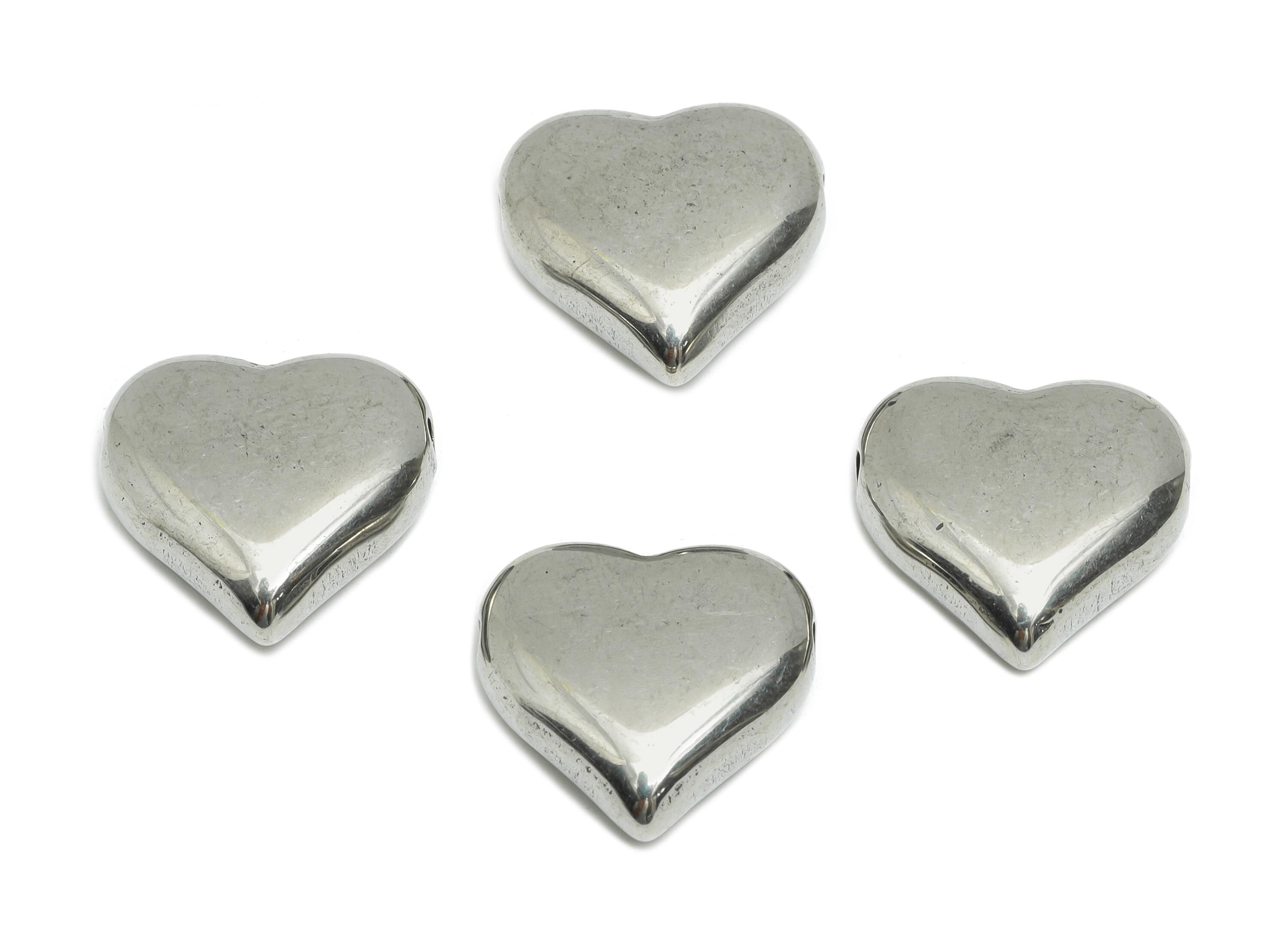 Stainless Steel Heart Beads - Smooth Silver Heart Bracelet Bead - Whimsical Heart Jewelry - DIY Jewelry Making - 15x15x5.7mm - SS1731 - DOMEDBAZAAR