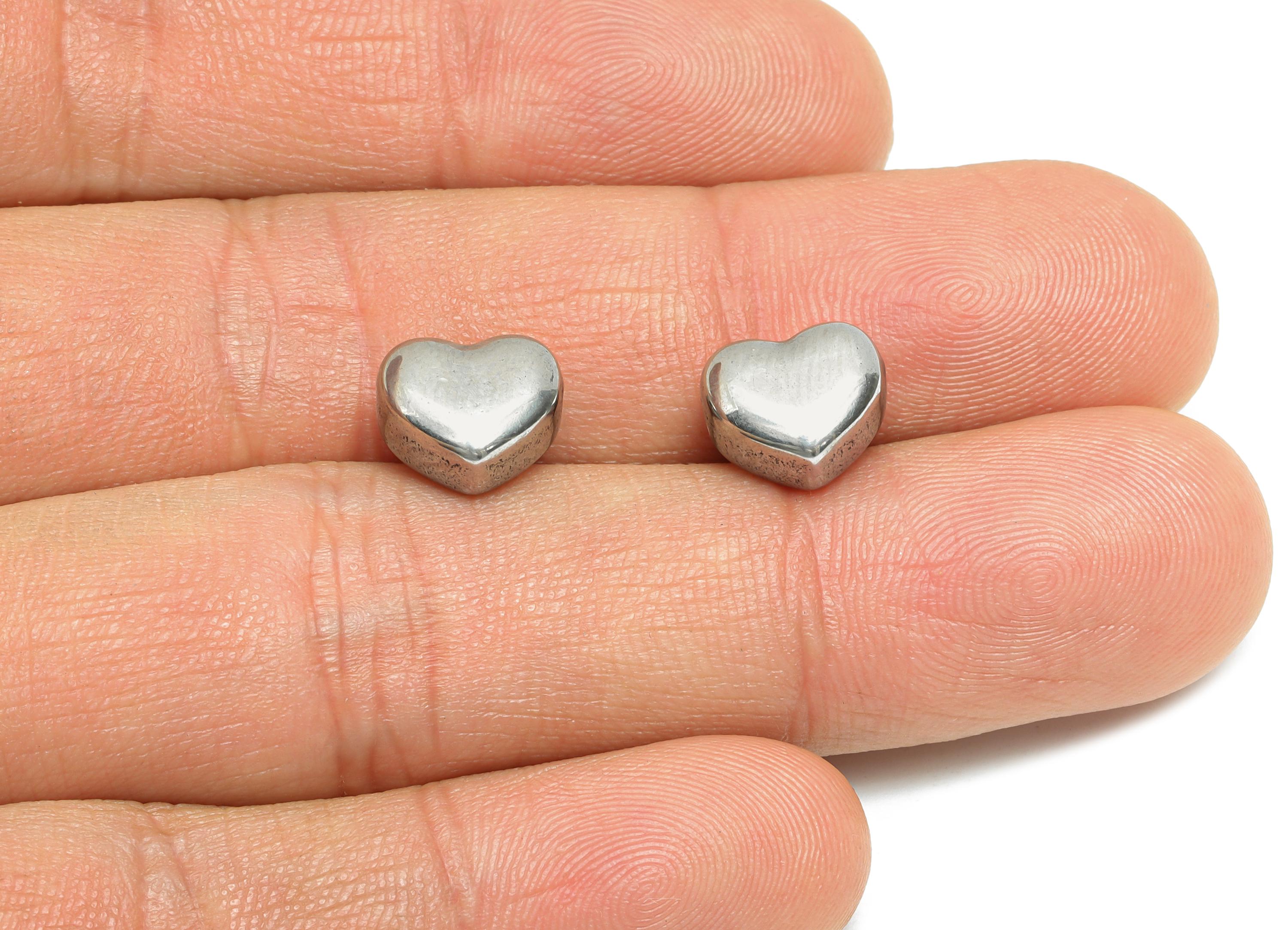 Stainless Steel Heart Beads - Silver Heart Bracelet Beads - Smooth Heart Jewelry - Minimalist Jewelry Making - 10.28x8.73x5.75mm - SS1907 - DOMEDBAZAAR