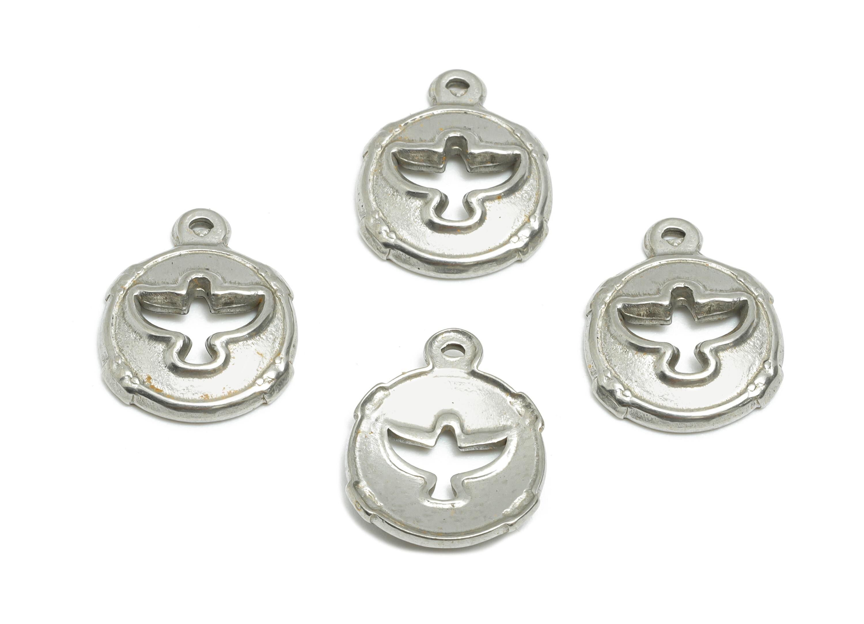 Steel Bird Charm - Freedom Spiritual Symbol Charm for Necklace - DIY Jewelry Handmade Stainless Steel Jewelry - 14x11x2.49mm - SS1829 - DOMEDBAZAAR