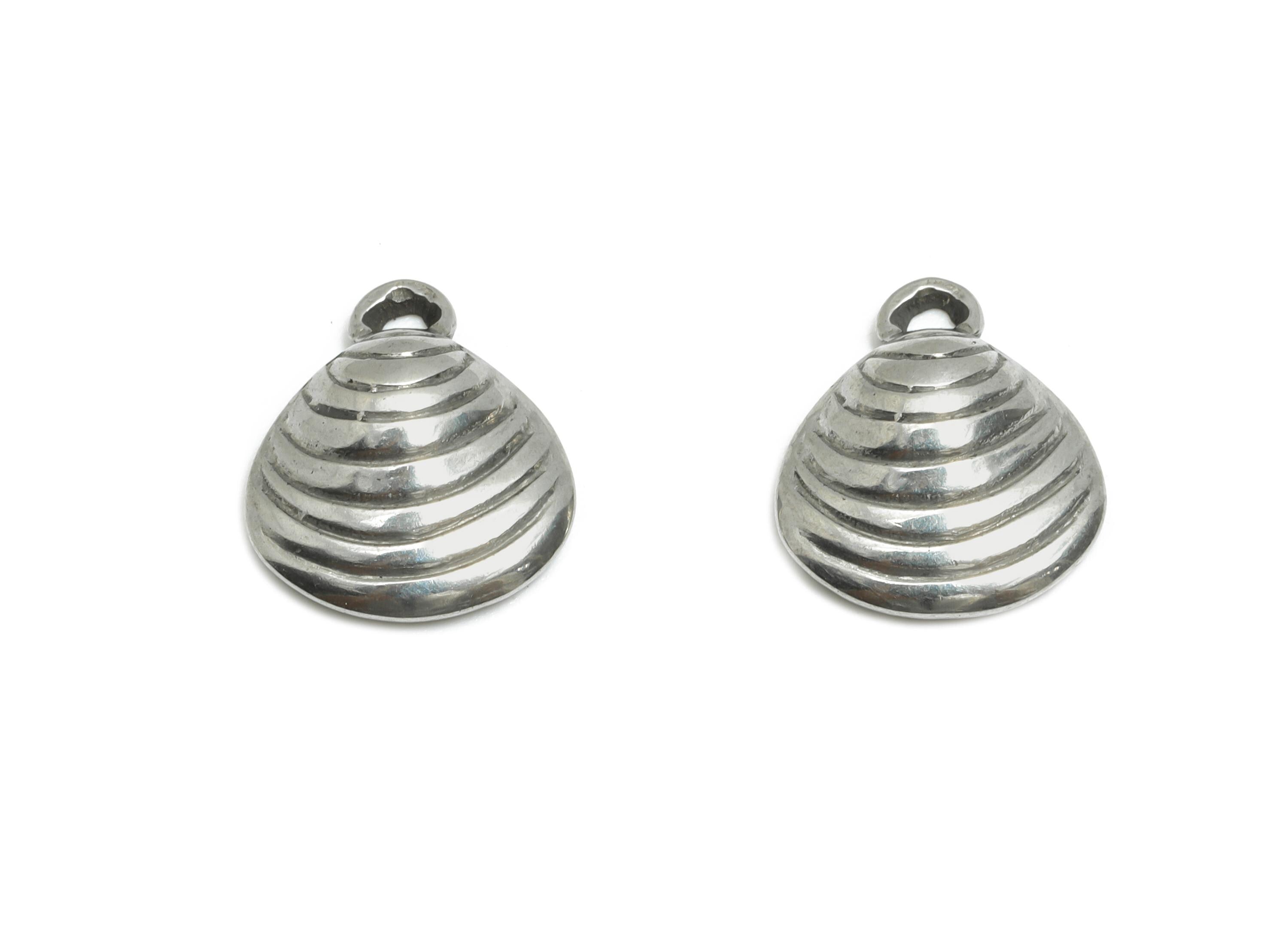 Steel Shell Charms - Simple Silver Shell Charm for Bracelet - Steel Marine Life Charm - Minimalist Jewelry DIY - 11.05x9.65x3.08mm - SS1788 - DOMEDBAZAAR