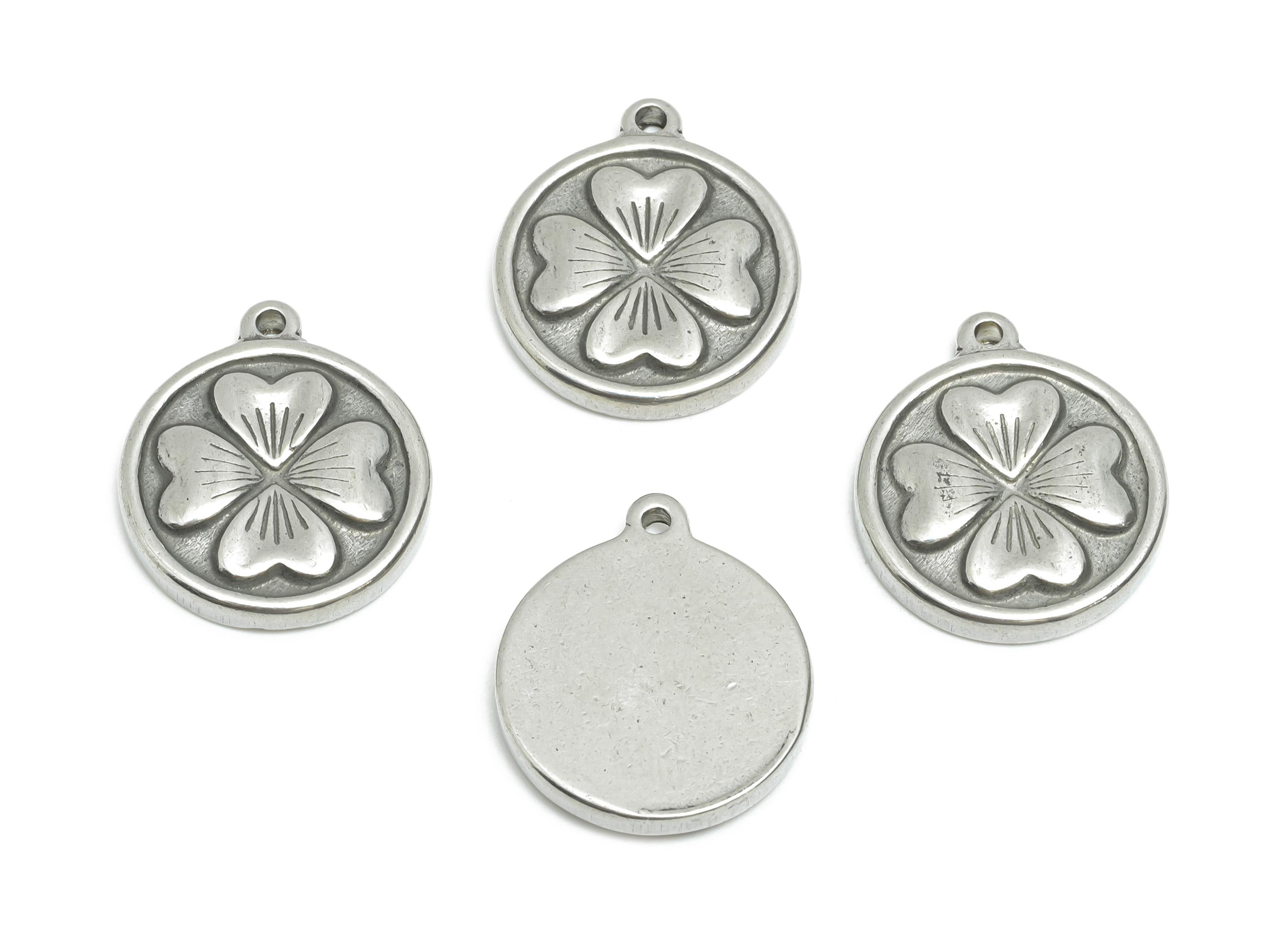 Steel Flower Pendant - Steel Floral Pendant for Necklace - Nature Botanical Spring Charm - Elegant Jewelry Making - 17x15x2.66mm - SS1941 - DOMEDBAZAAR