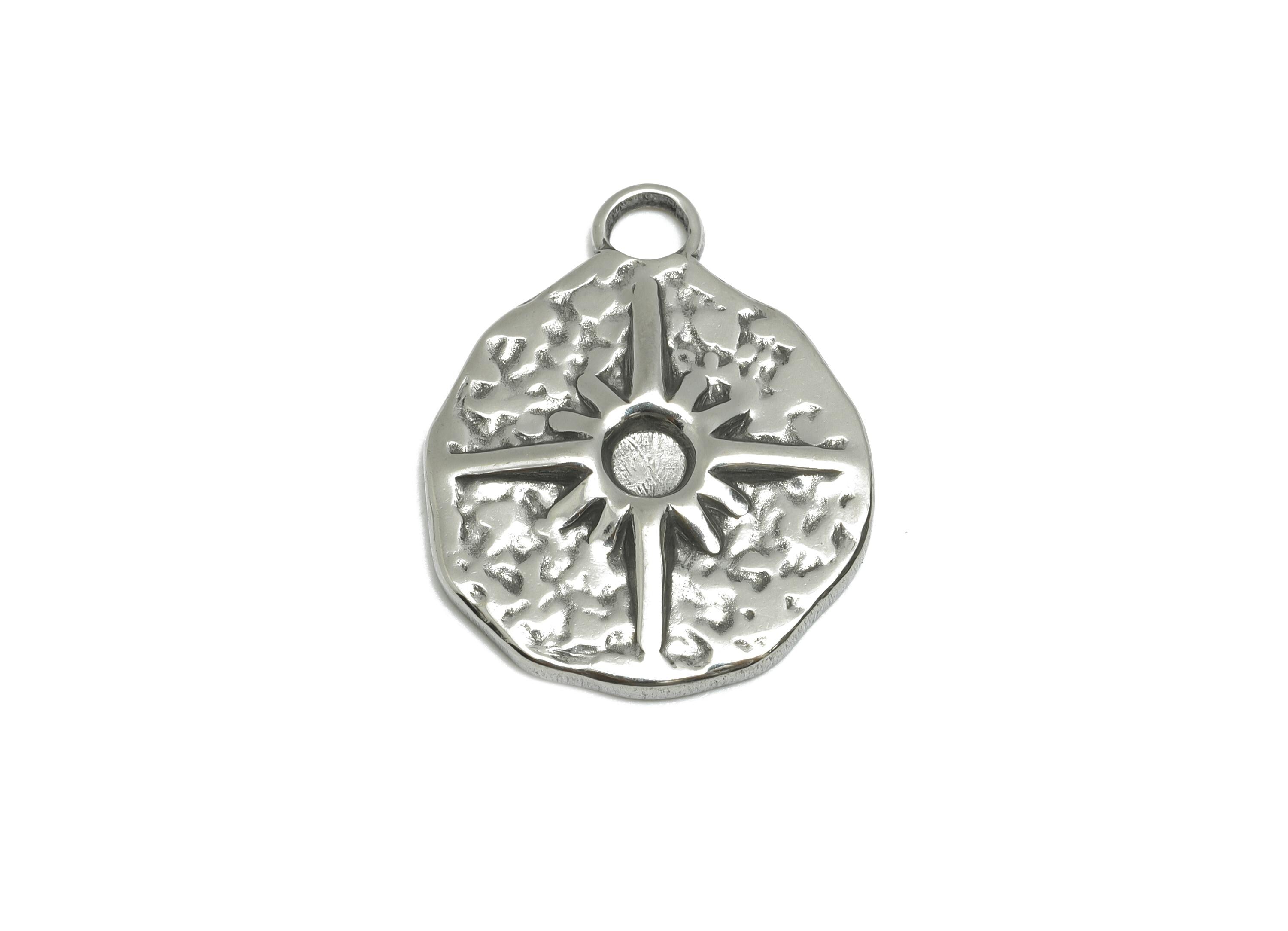 Steel Star Pendant - Steel Hammered North Star for Necklace - Nature Celestial Pendant For Gemstone - Elegant Jewelry - 23x18x2.42mm -SS1897 - DOMEDBAZAAR