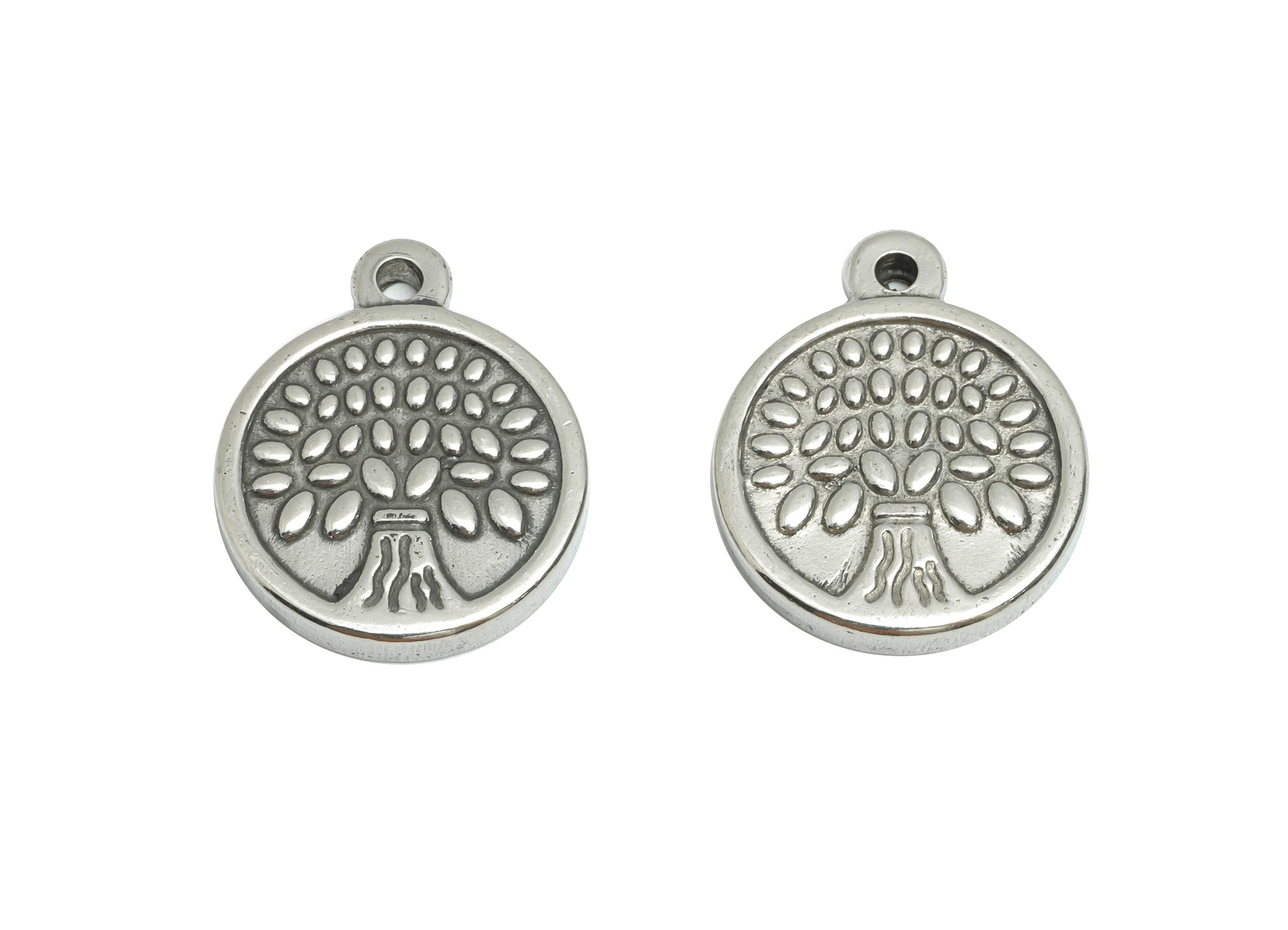 Tree of Life Pendant - Rooted Tree Pendant for Necklace - Textured DIY Jewelry Making - Growth Stability Symbol - 18.6x15.24x2.38mm - SS1894 - DOMEDBAZAAR