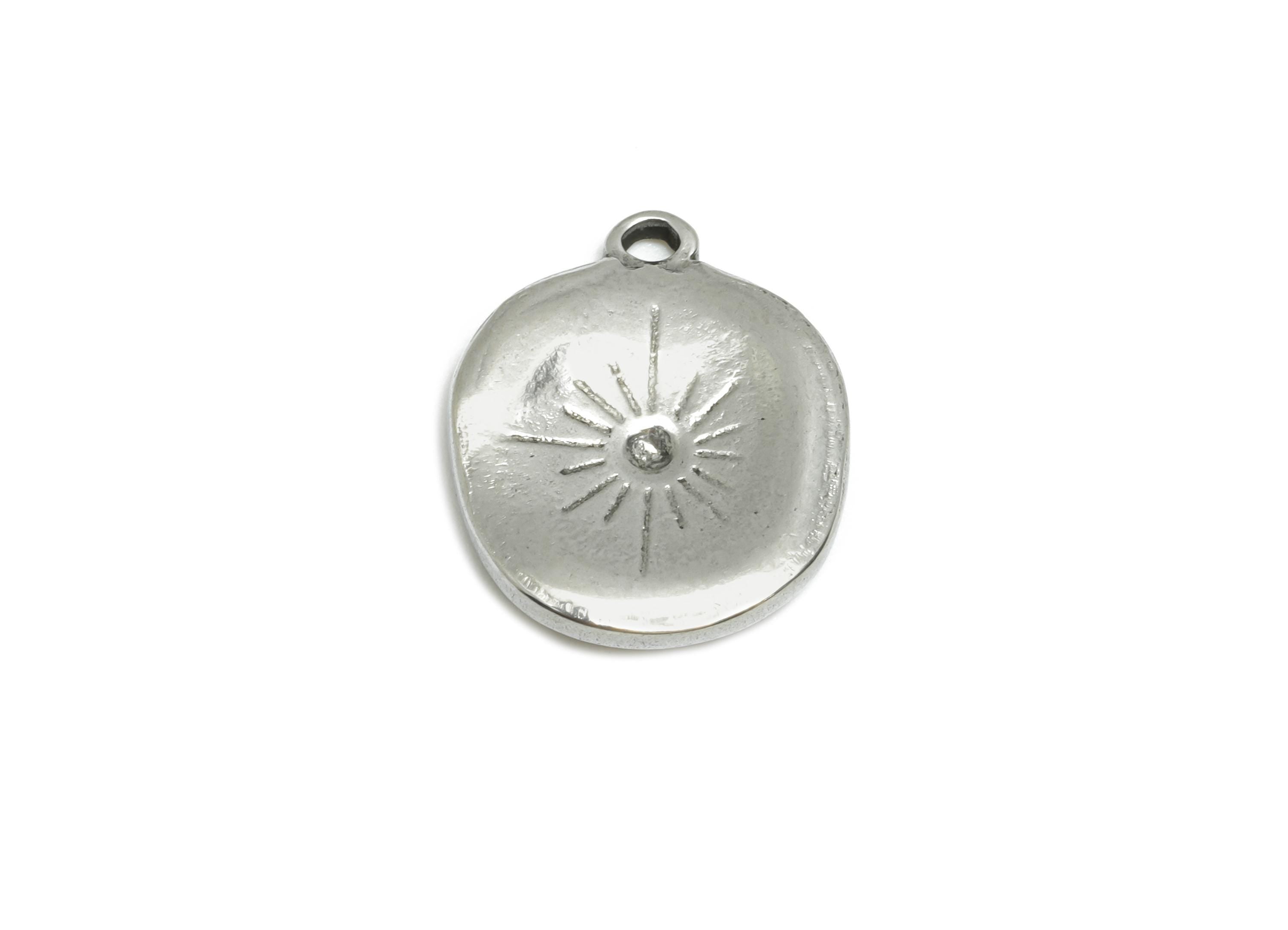 Stainless Steel  Sunburst Pendant - Vintage Charm for Necklace - Celestial Jewelry - Customizable Jewelry Component - 16x13x2.22mm - SS1828 - DOMEDBAZAAR