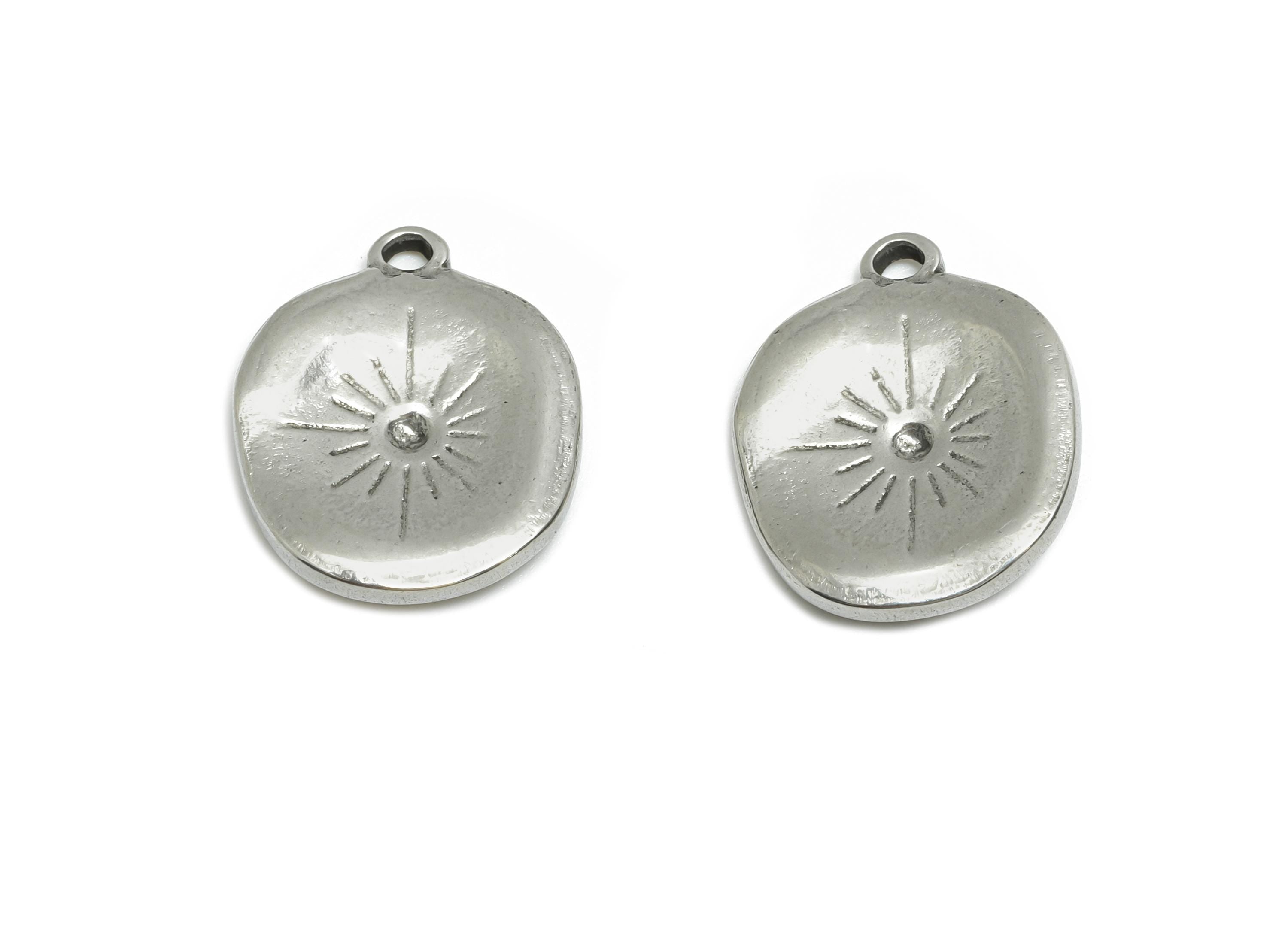 Stainless Steel  Sunburst Pendant - Vintage Charm for Necklace - Celestial Jewelry - Customizable Jewelry Component - 16x13x2.22mm - SS1828 - DOMEDBAZAAR