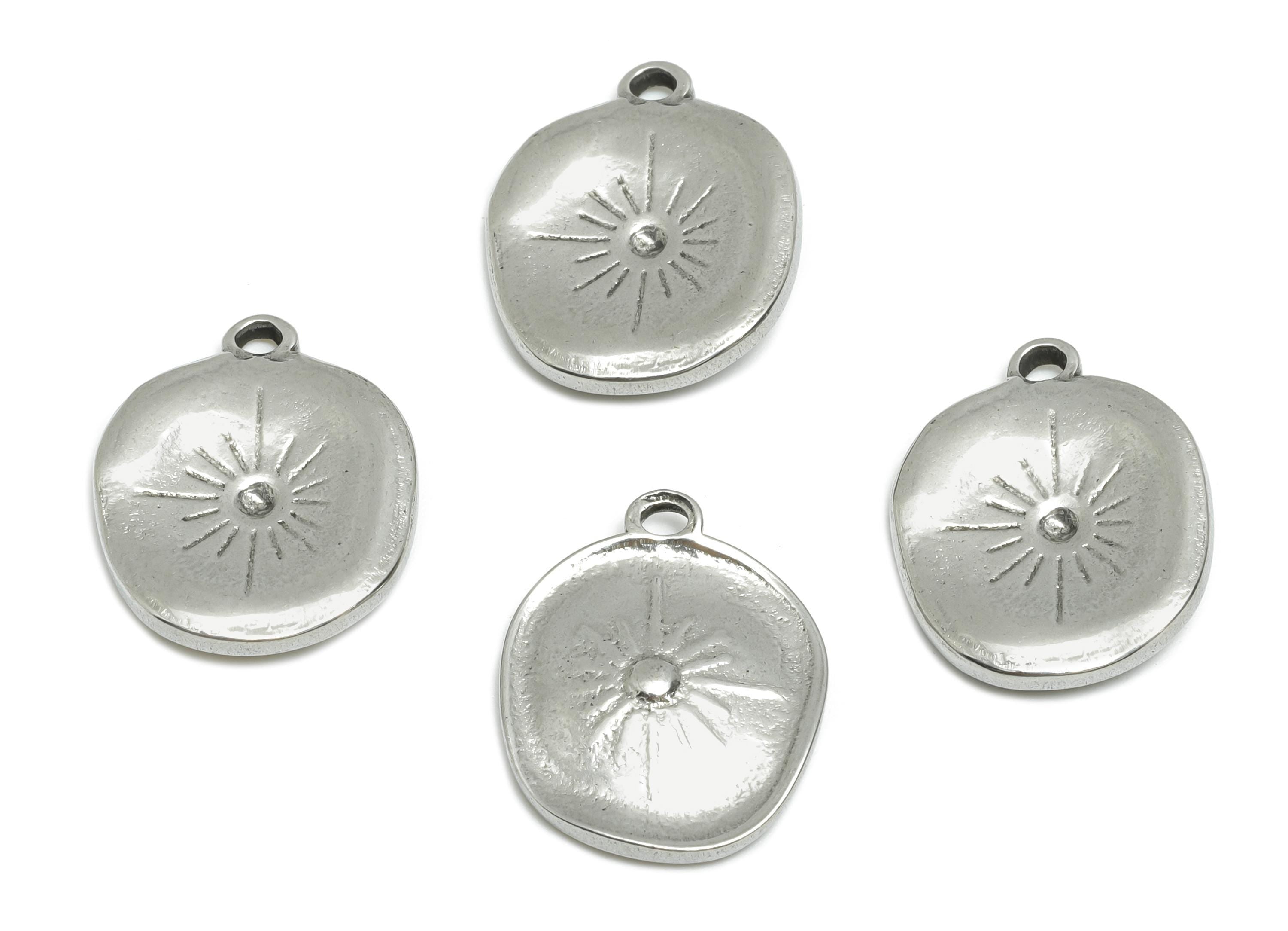 Stainless Steel  Sunburst Pendant - Vintage Charm for Necklace - Celestial Jewelry - Customizable Jewelry Component - 16x13x2.22mm - SS1828 - DOMEDBAZAAR