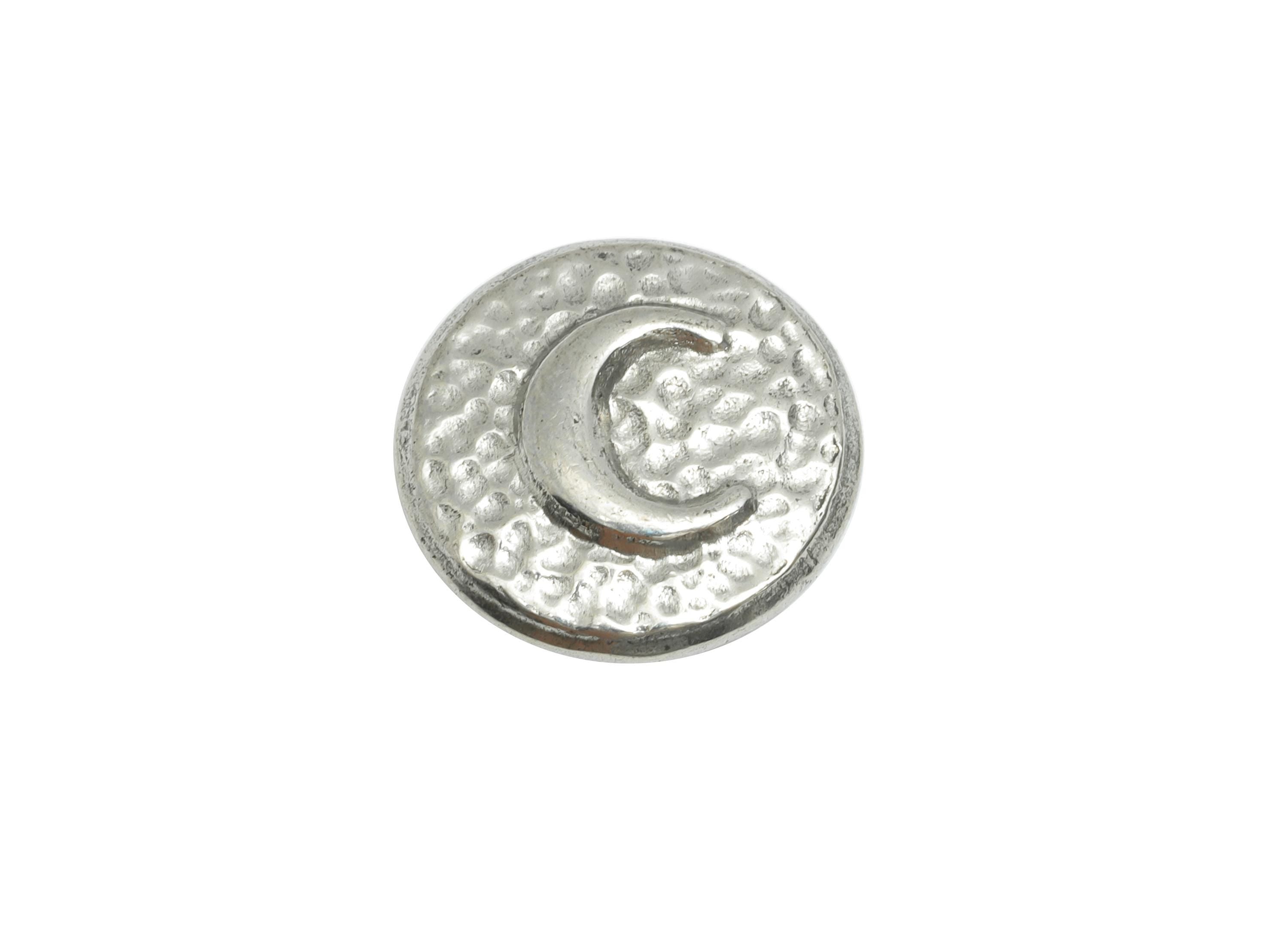 Stainless Steel Crescent Charm - Hammered Round Celestial Moon Charm - Silver Cosmic Amulet - Steel Jewelry Making - 13.6x13.57x2mm - SS1890 - DOMEDBAZAAR
