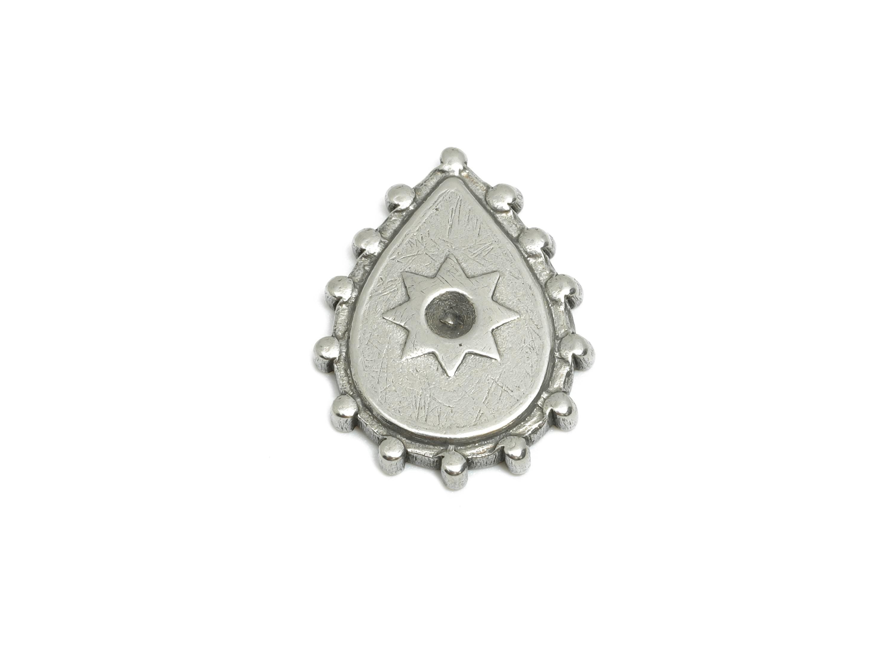 Stainless Steel Star Charm - Teardrop Sun Geometry Charm For Necklace - Customizable Jewelry Base - Steel Jewelry - 16x12x2mm - SS1726 - DOMEDBAZAAR