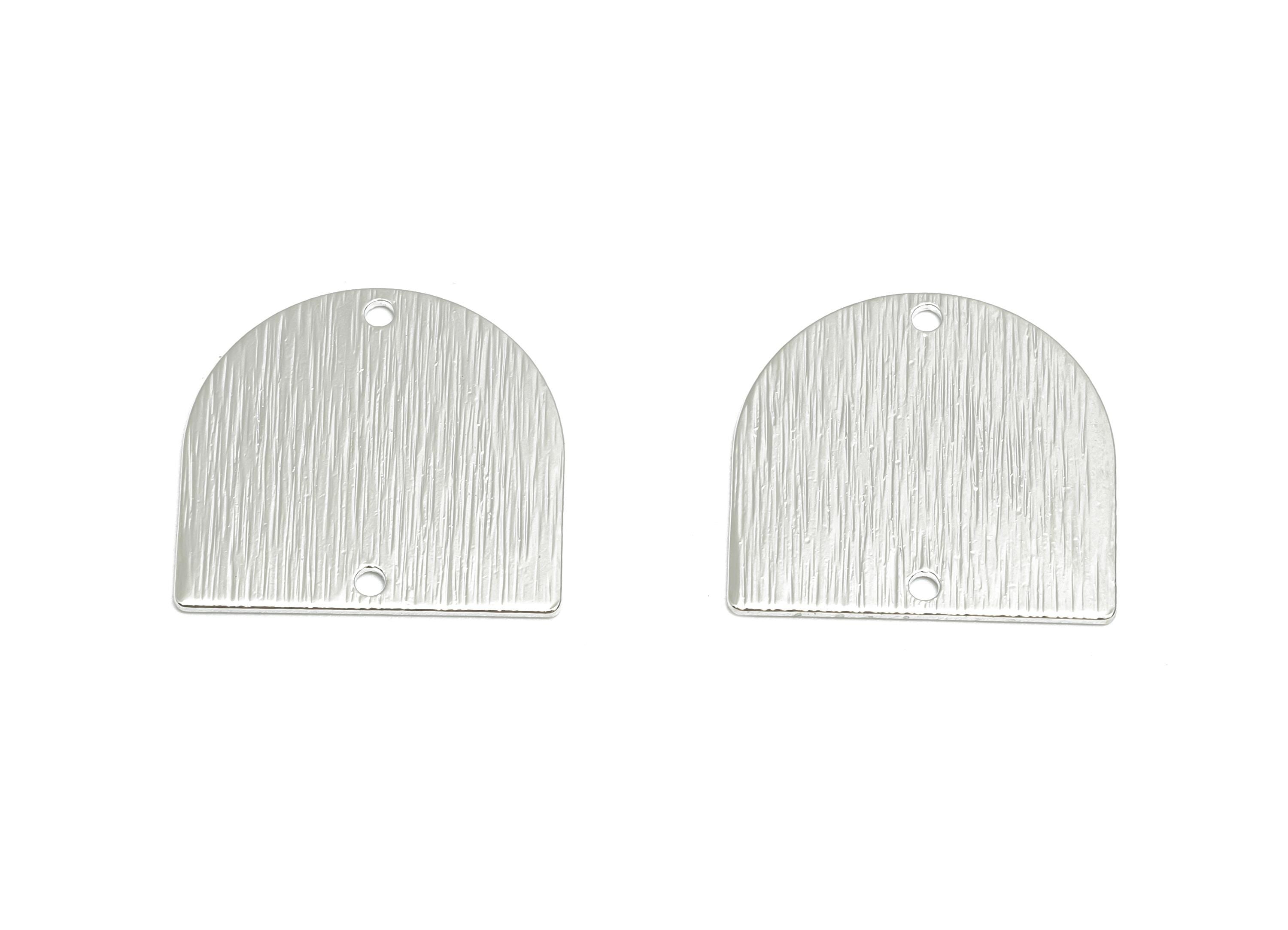 Brass Domed Earring Connector - Textured Domed Earring Charm - 18K Real White Gold Plated - Jewelry Making Supplies - 16x16x0.6mm - RGP10016 - DOMEDBAZAAR